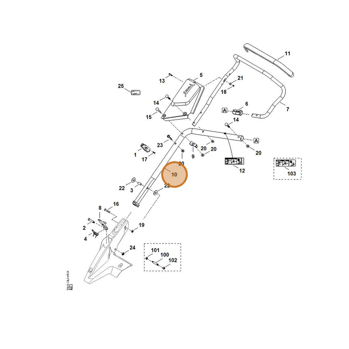 STIHL part 6364-780-2890 — IPL diagram snippet (6x zoom, amber highlight)