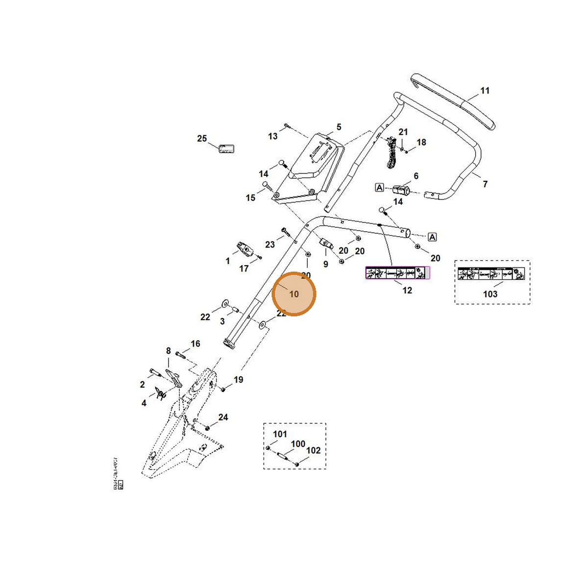 STIHL part 6364-780-2895 — IPL diagram snippet (6x zoom, amber highlight)