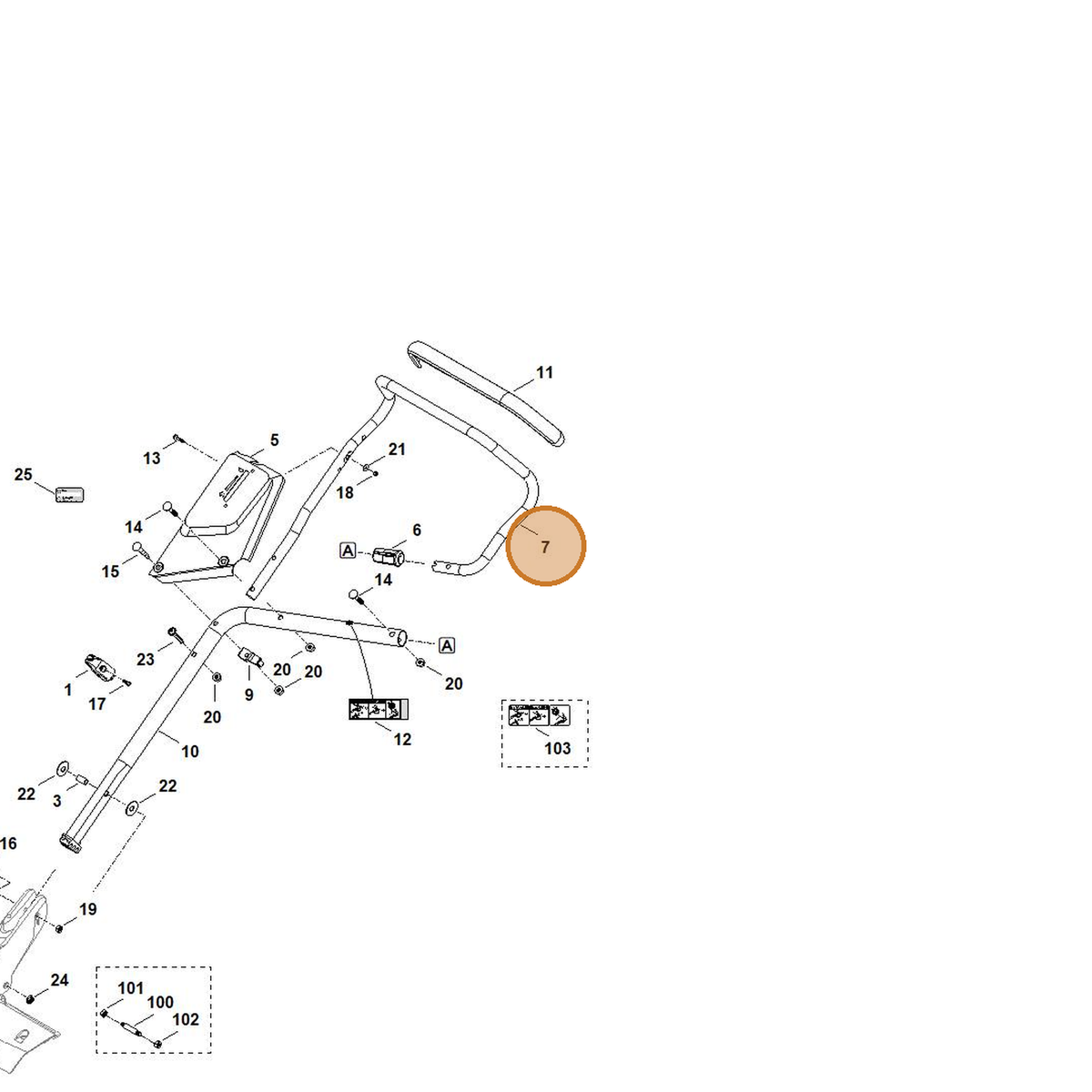 STIHL part 6364-780-3000 — IPL diagram snippet (6x zoom, amber highlight)