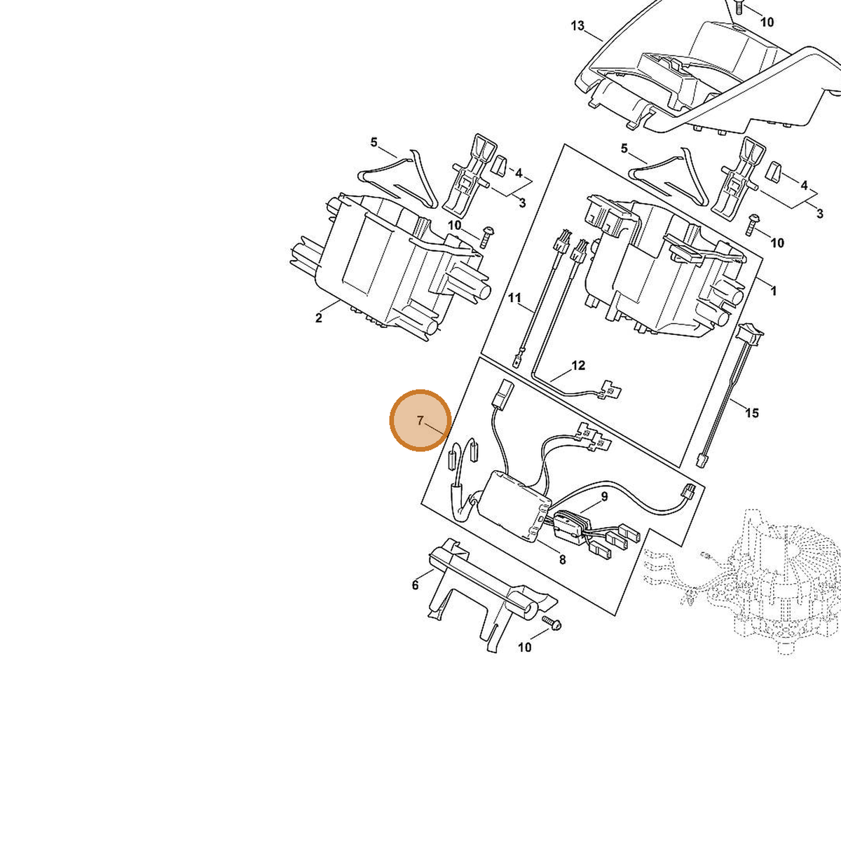 STIHL part 6368-007-1095 — IPL diagram snippet (6x zoom, amber highlight)