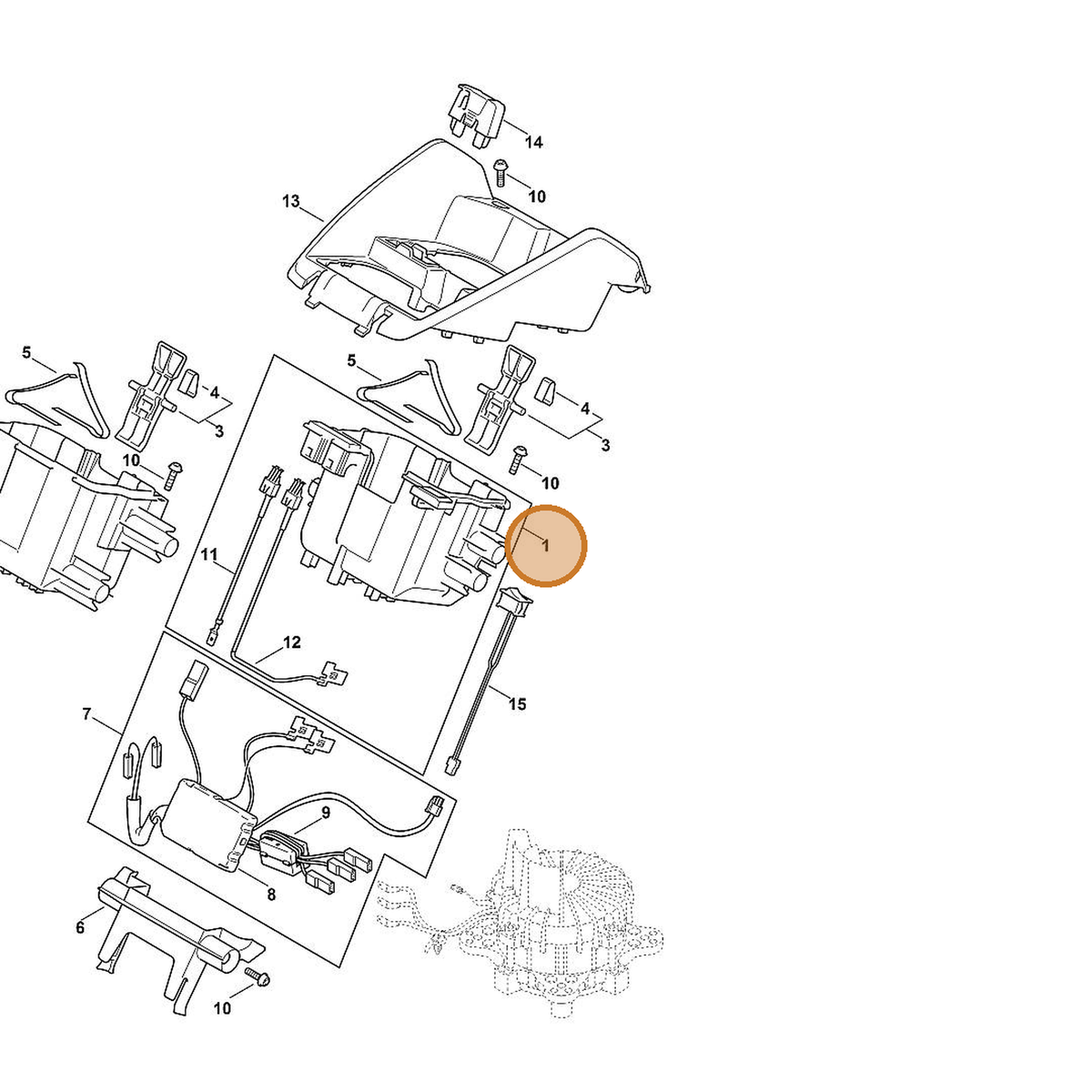 STIHL part 6368-400-0300 — IPL diagram snippet (6x zoom, amber highlight)