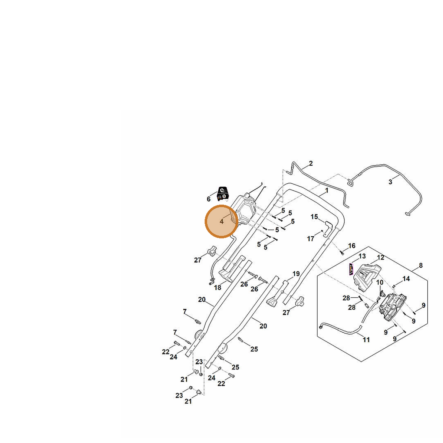 STIHL part 6368-430-0510 — IPL diagram snippet (6x zoom, amber highlight)
