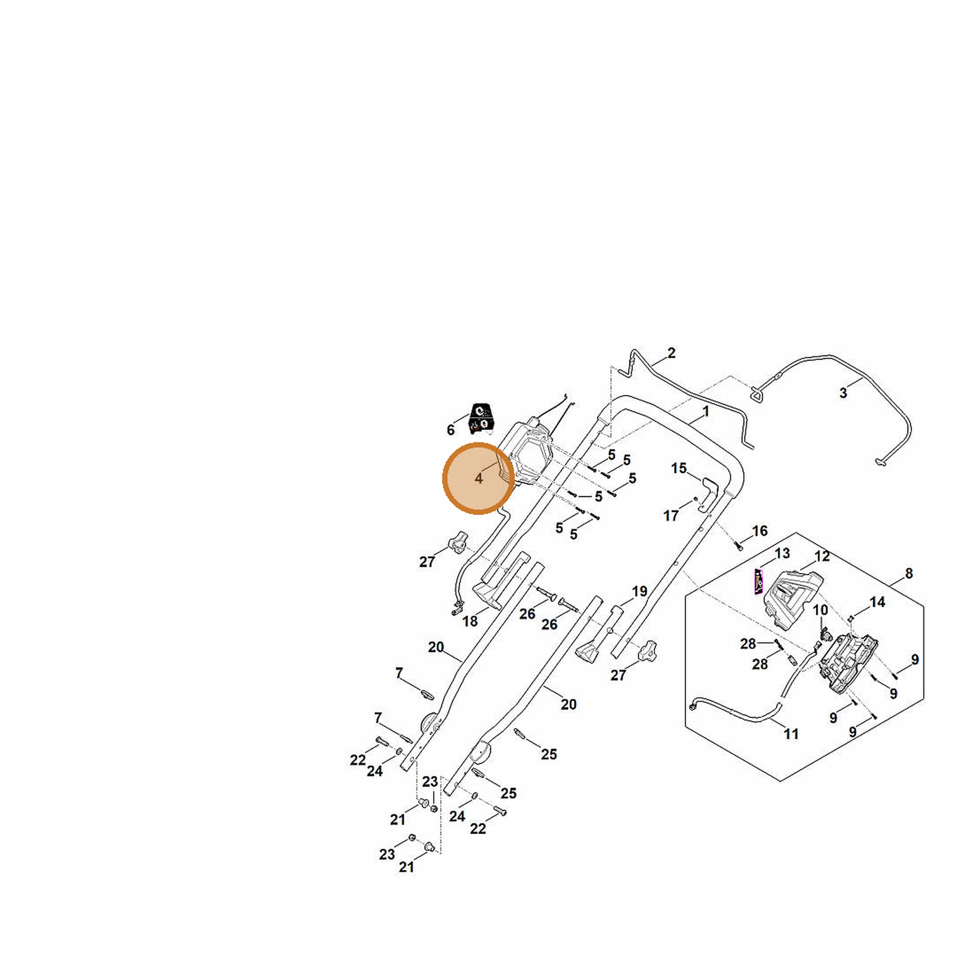 STIHL part 6368-430-0510 — IPL diagram snippet (6x zoom, amber highlight)