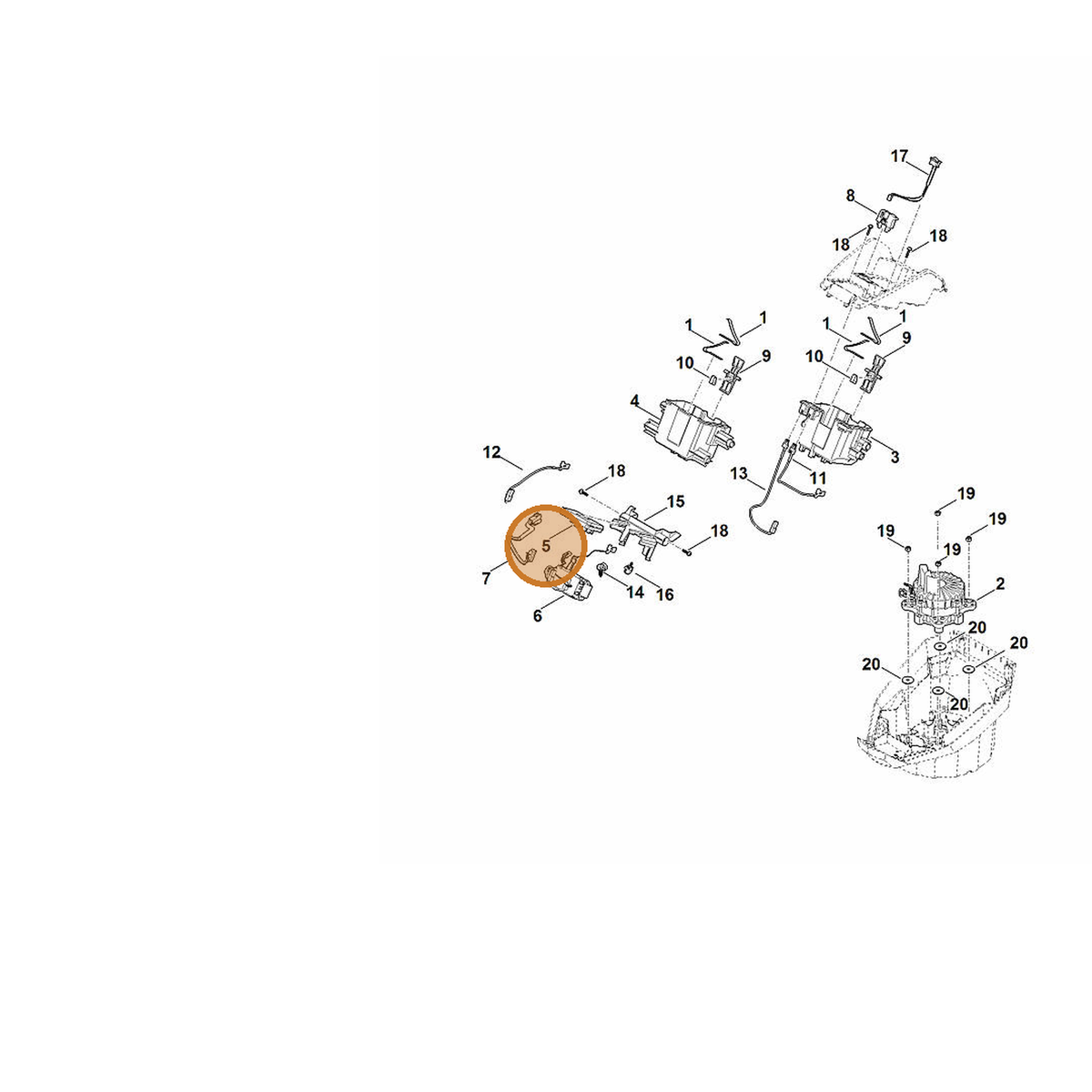 STIHL part 6368-430-1405 — IPL diagram snippet (6x zoom, amber highlight)