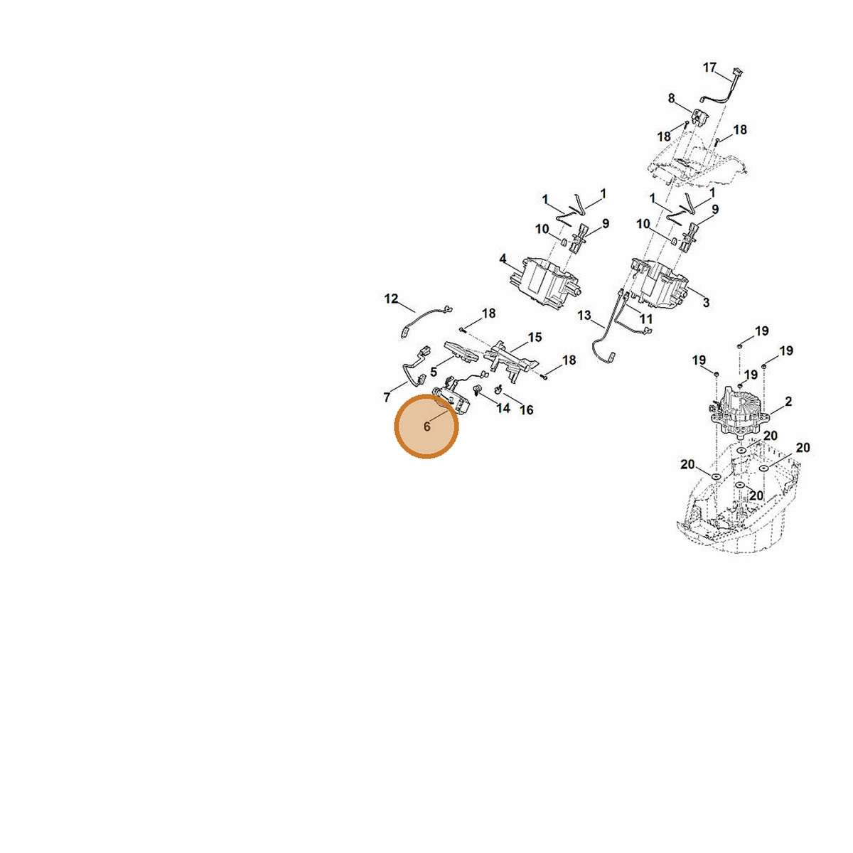 STIHL part 6368-430-1410 — IPL diagram snippet (6x zoom, amber highlight)