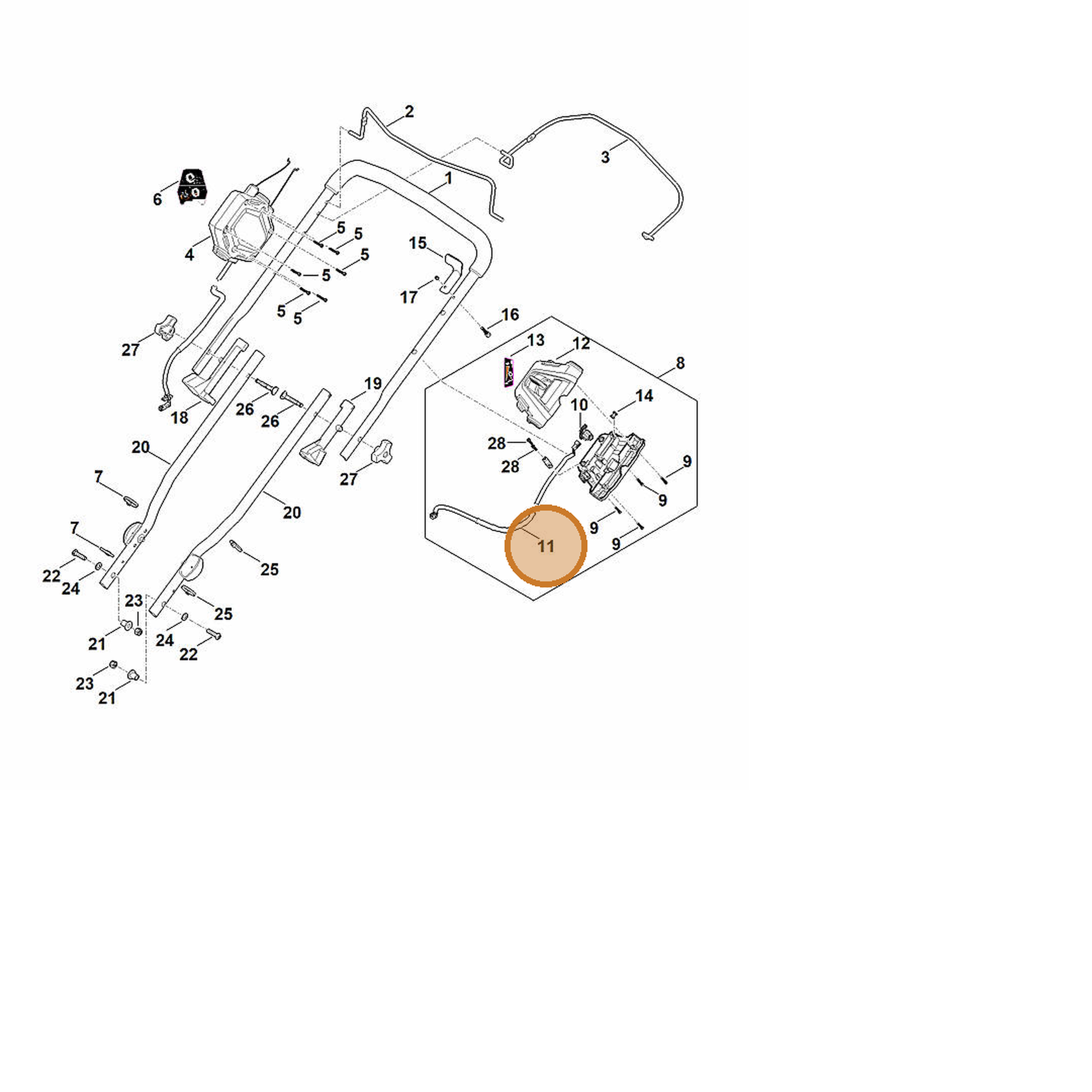 STIHL part 6368-430-2205 — IPL diagram snippet (6x zoom, amber highlight)