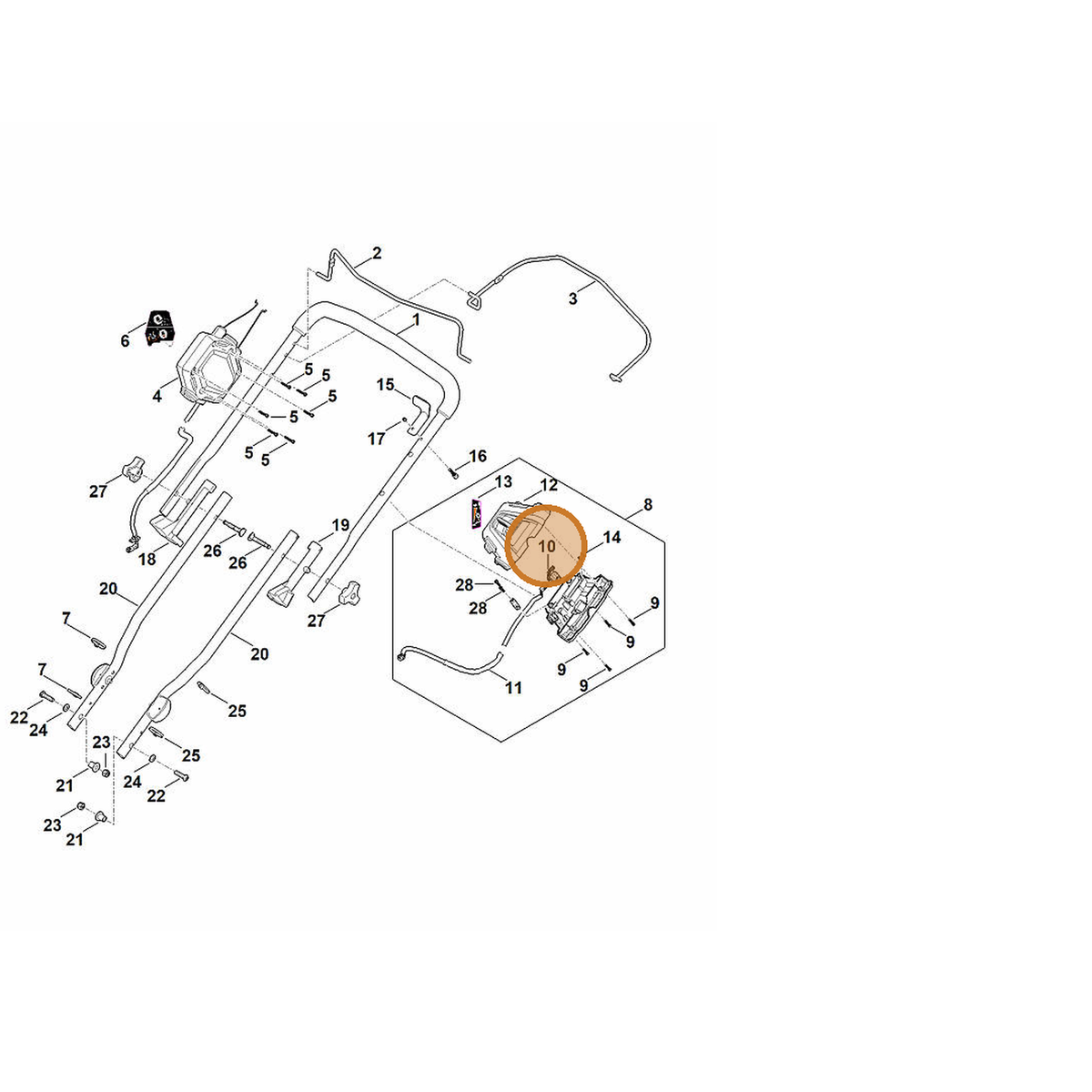 STIHL part 6368-430-6700 — IPL diagram snippet (6x zoom, amber highlight)