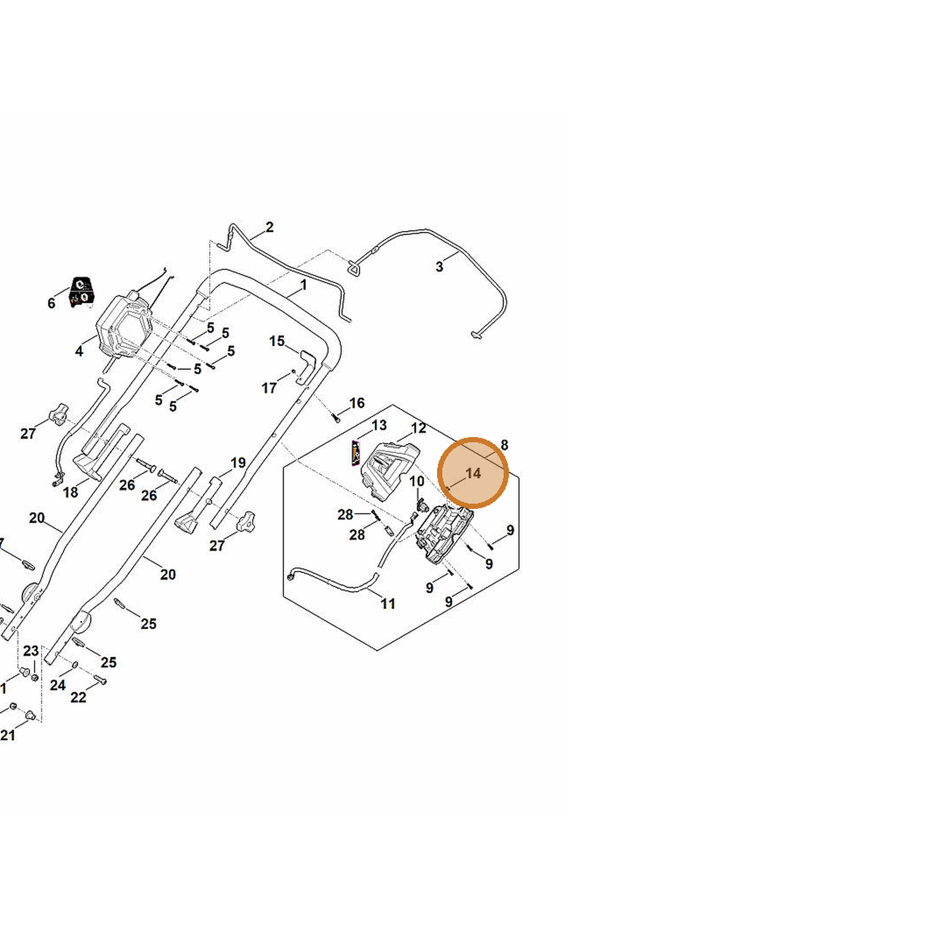 STIHL part 6368-432-2300 — IPL diagram snippet (6x zoom, amber highlight)