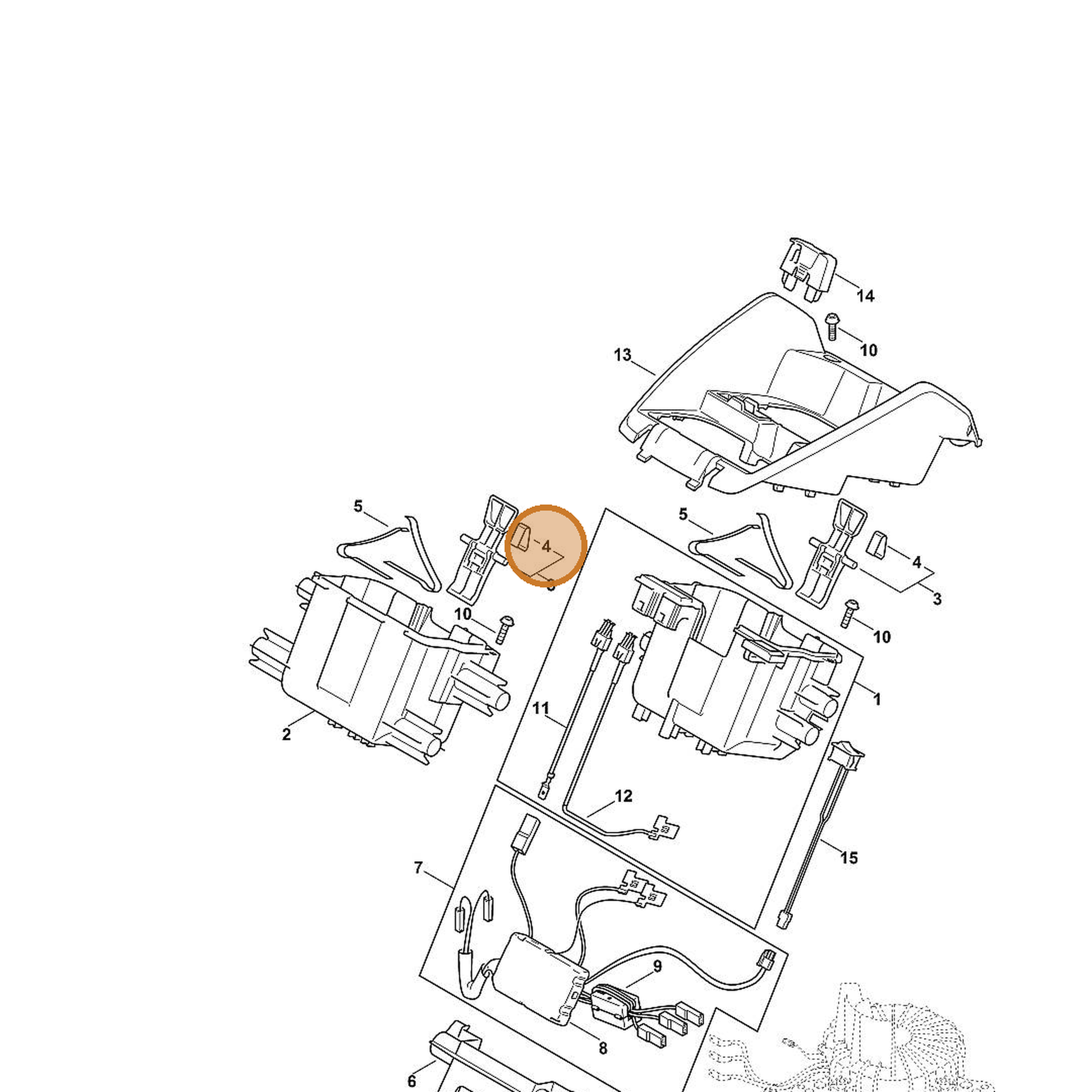 STIHL part 6368-435-8900 — IPL diagram snippet (6x zoom, amber highlight)