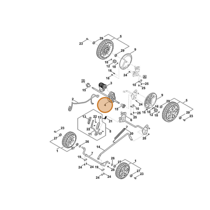 STIHL part 6368-640-0100 — IPL diagram snippet (6x zoom, amber highlight)