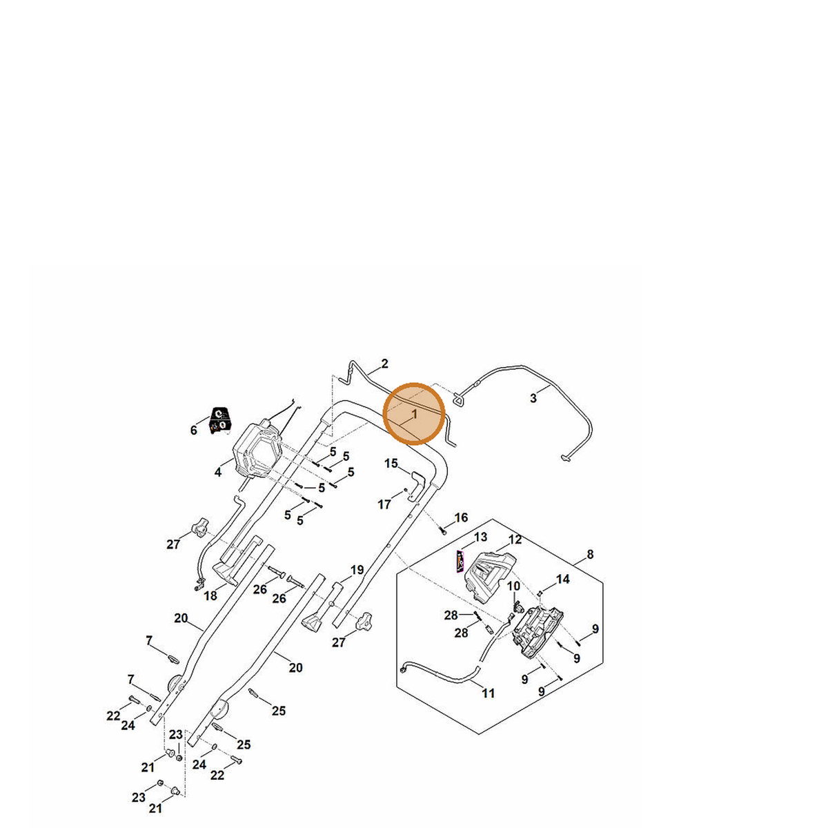 STIHL part 6368-700-9490 — IPL diagram snippet (6x zoom, amber highlight)