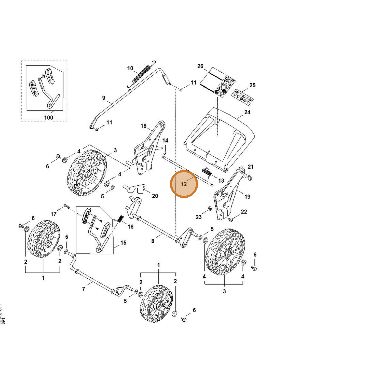 STIHL part 6368-703-0900 — IPL diagram snippet (6x zoom, amber highlight)