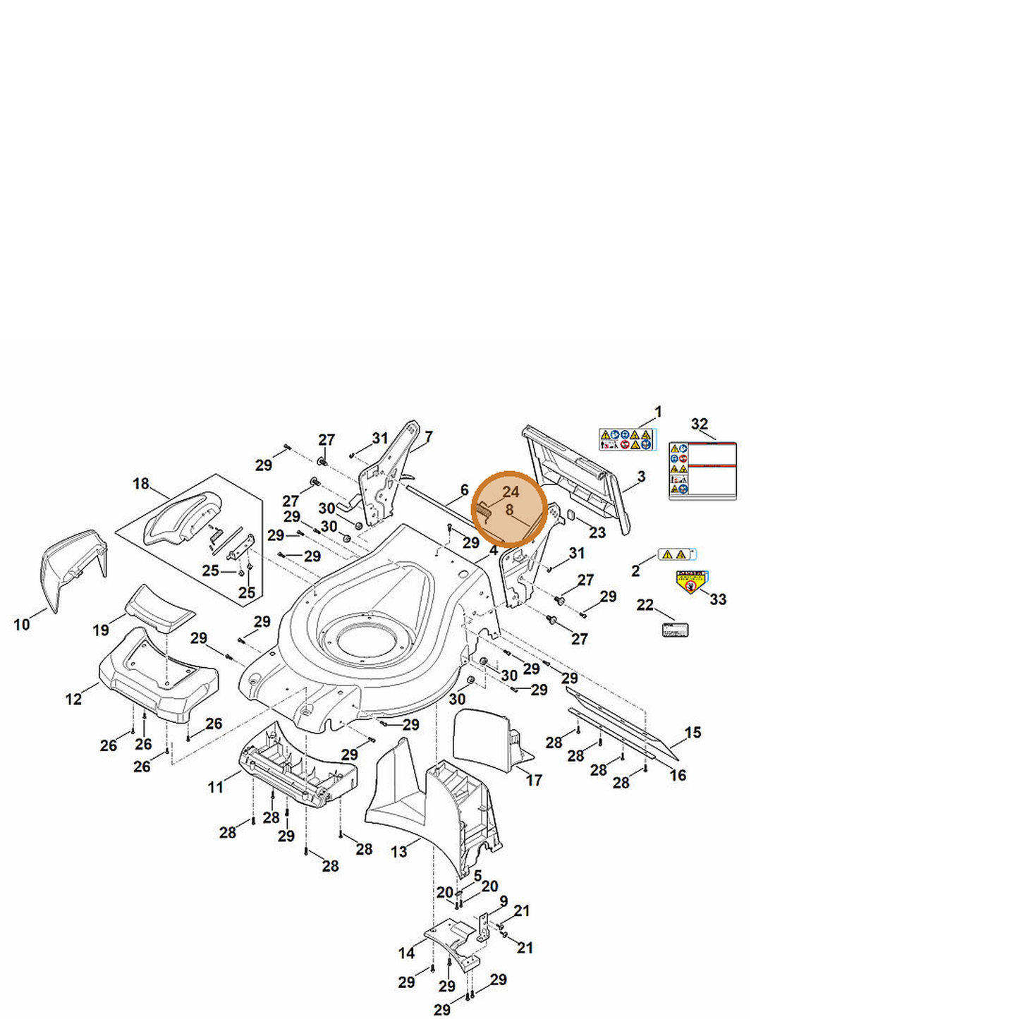 STIHL part 6368-703-6210 — IPL diagram snippet (6x zoom, amber highlight)