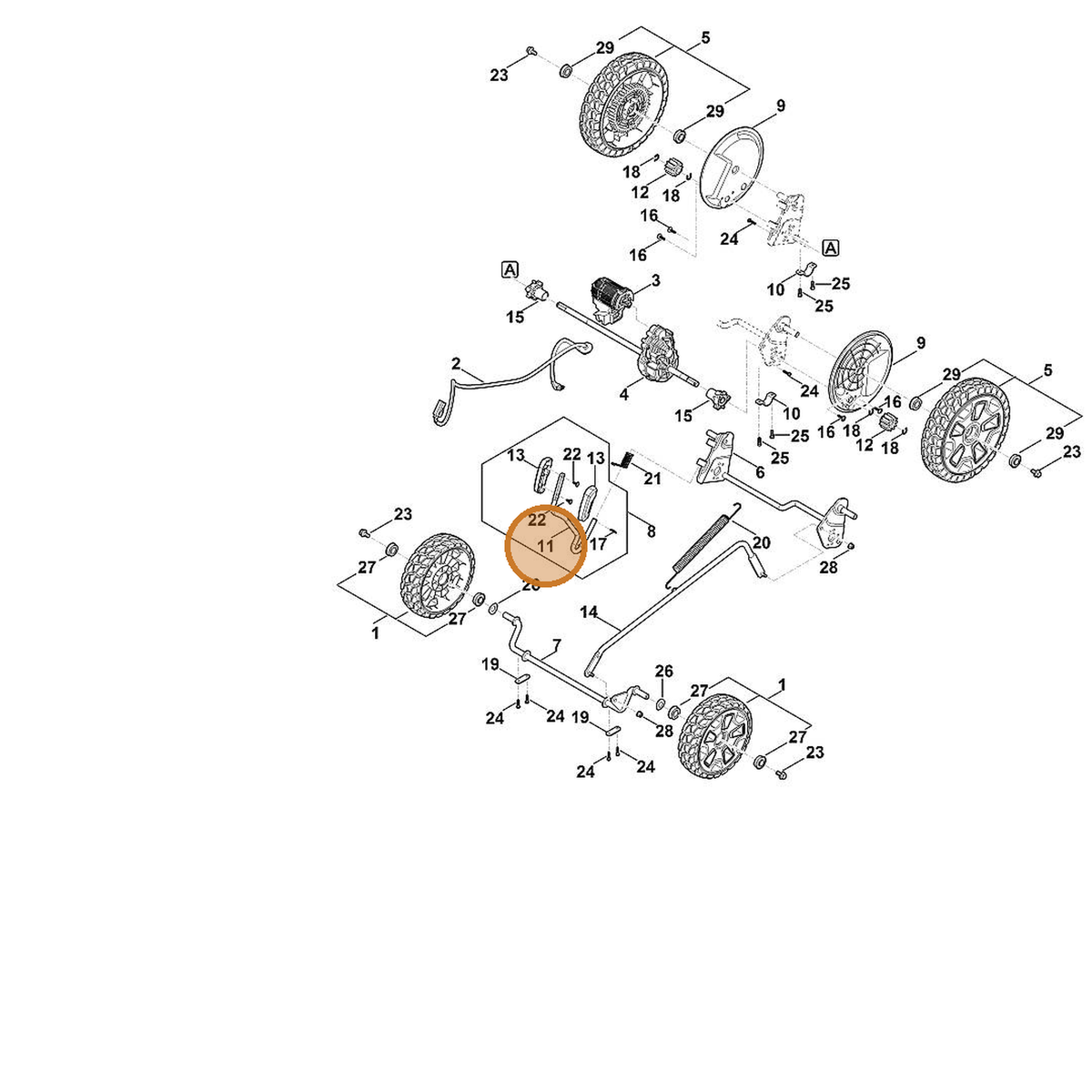 STIHL part 6368-704-1400 — IPL diagram snippet (6x zoom, amber highlight)