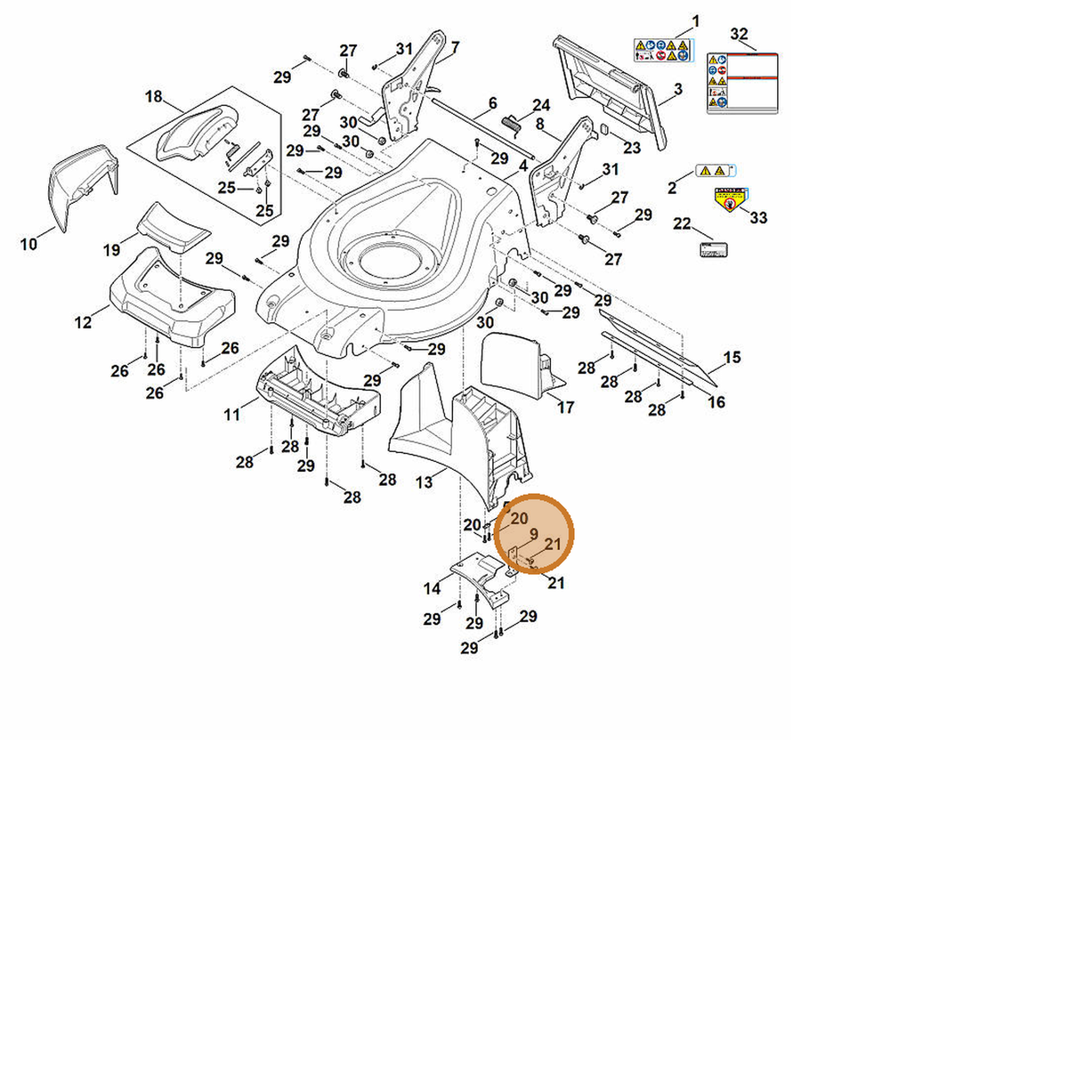 STIHL part 6368-704-2700 — IPL diagram snippet (6x zoom, amber highlight)