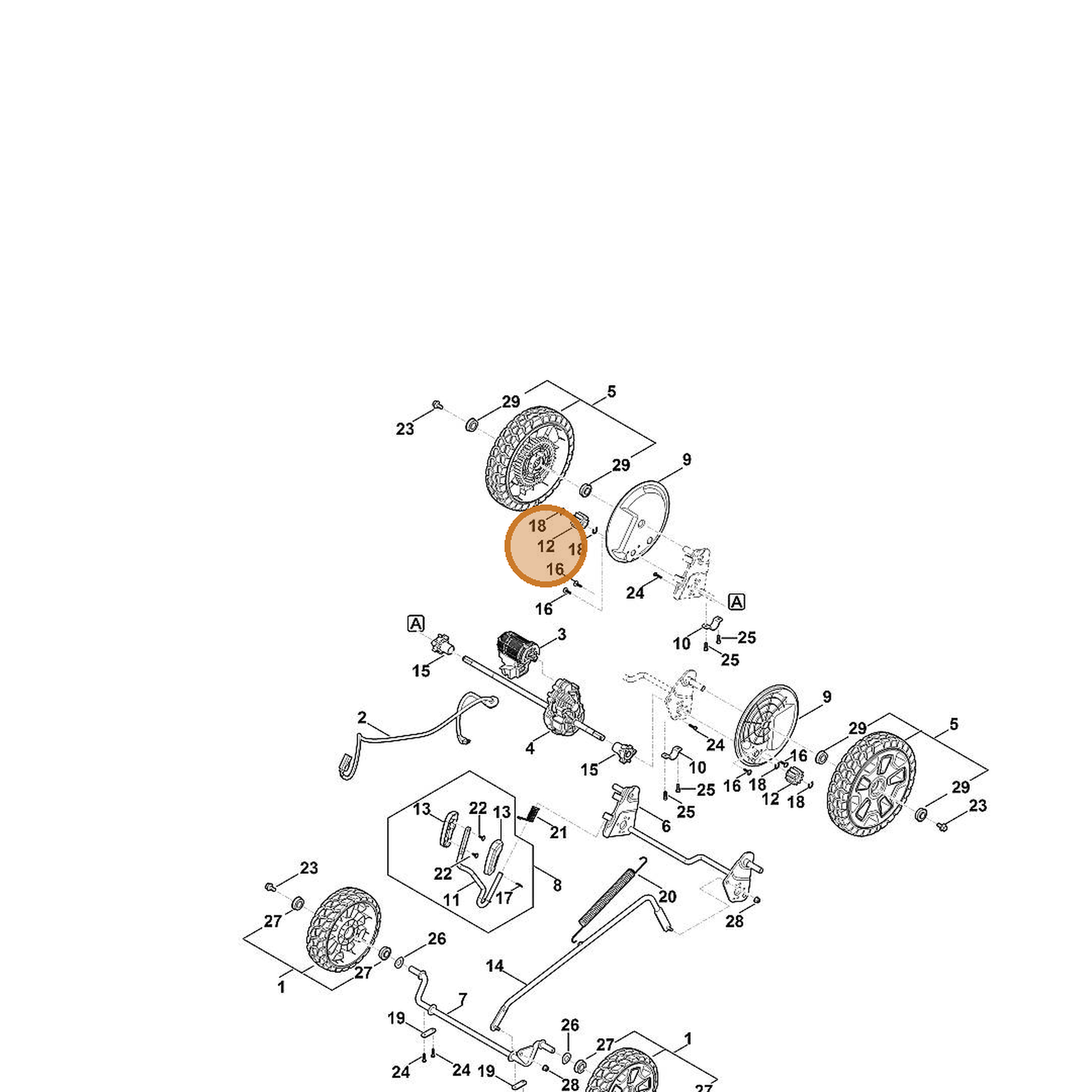 STIHL part 6368-704-7400 — IPL diagram snippet (6x zoom, amber highlight)