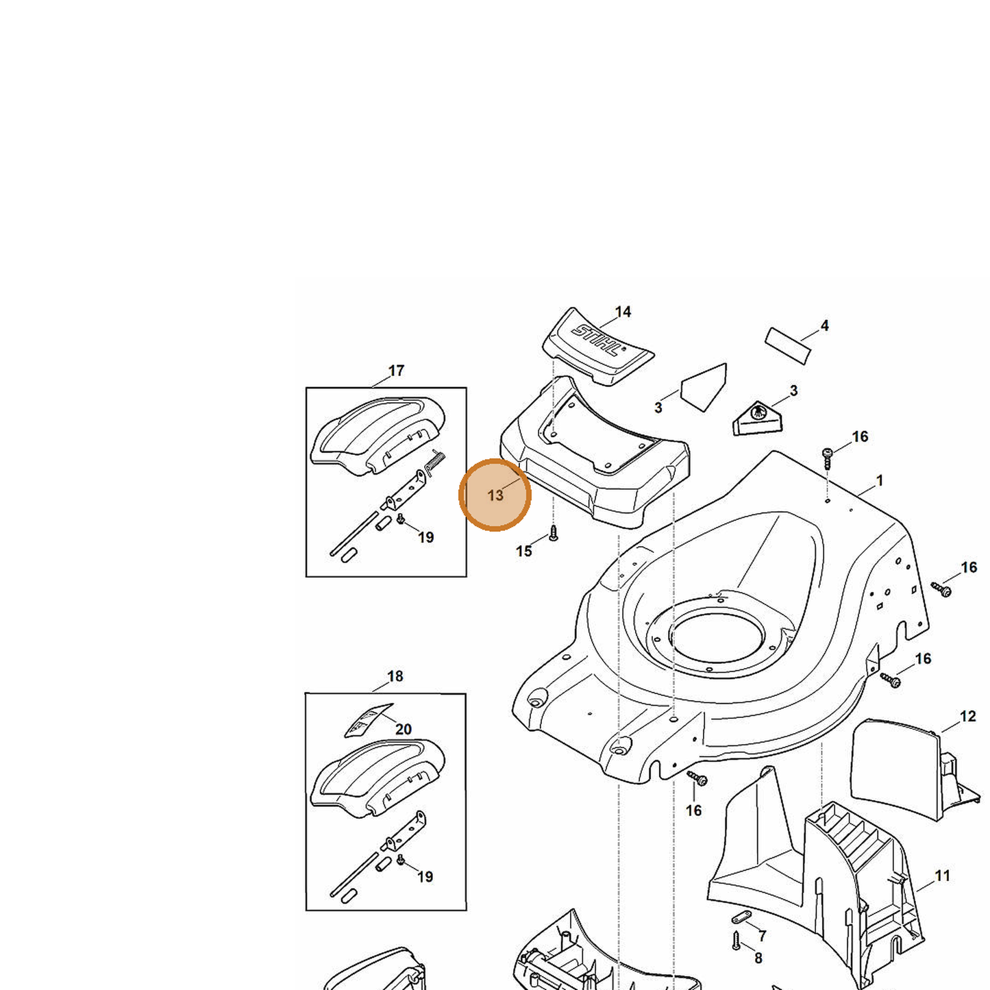 STIHL part 6368-706-0705 — IPL diagram snippet (6x zoom, amber highlight)