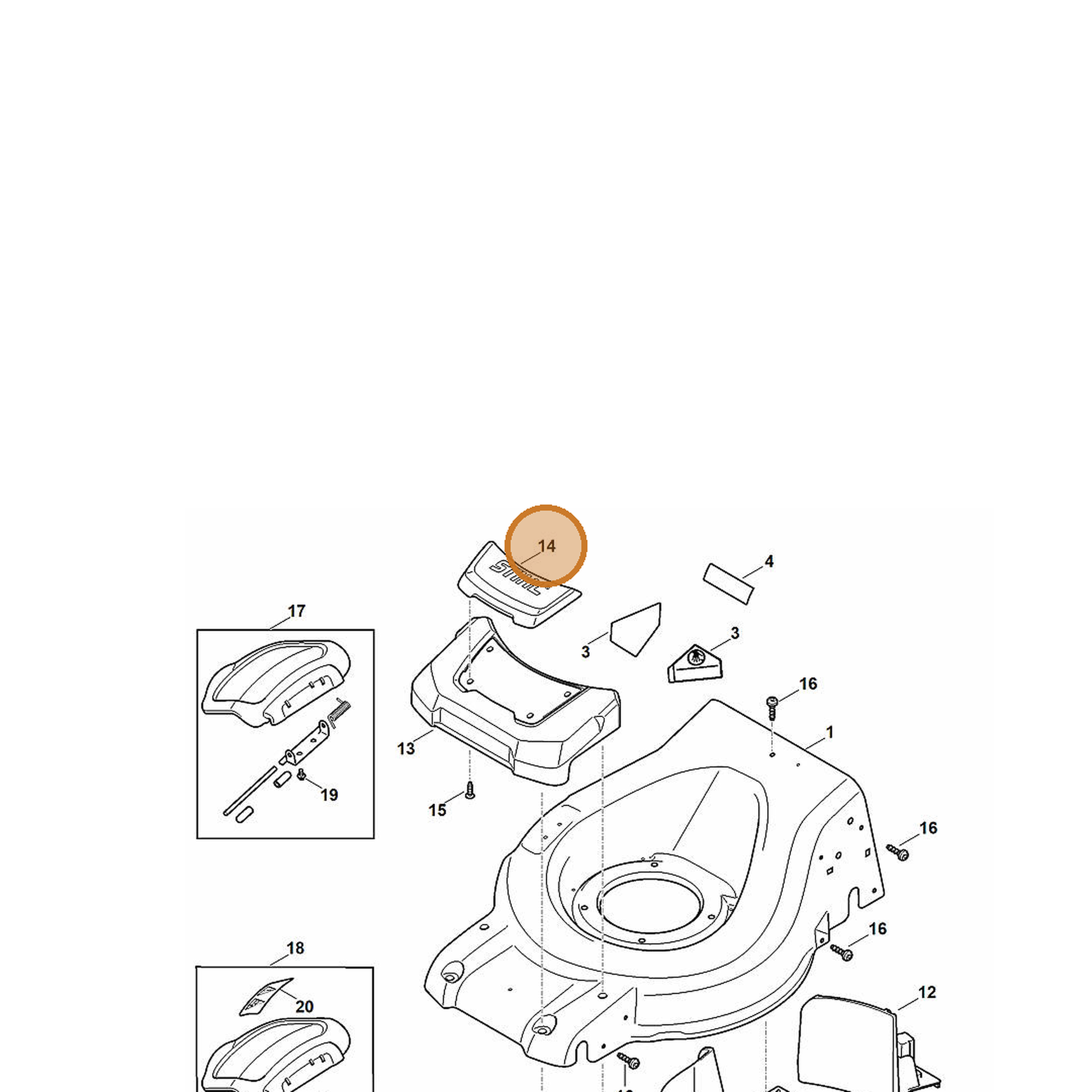 STIHL part 6368-706-0710 — IPL diagram snippet (6x zoom, amber highlight)