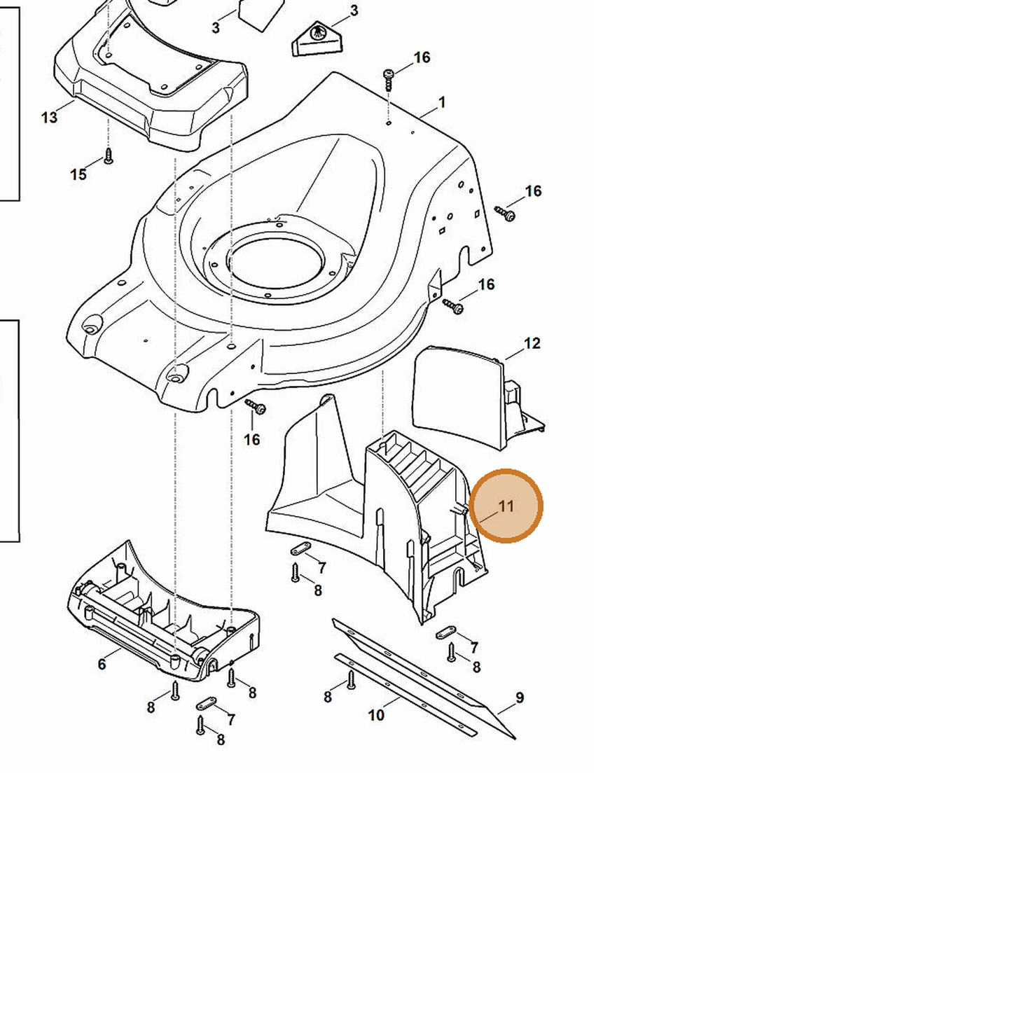 STIHL part 6368-706-0715 — IPL diagram snippet (6x zoom, amber highlight)