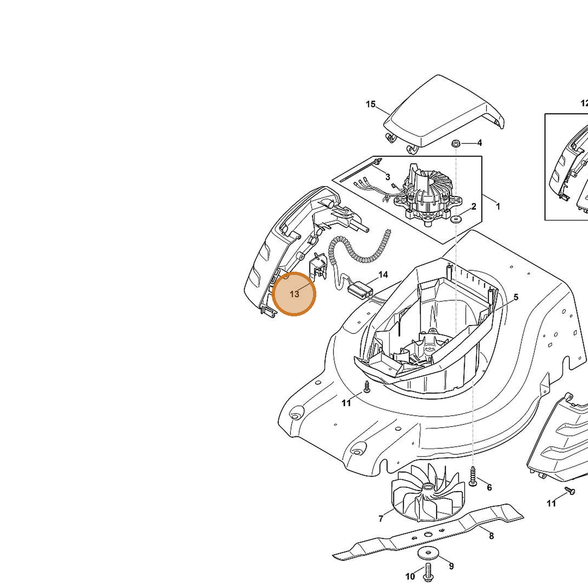 STIHL part 6368-706-0725 — IPL diagram snippet (6x zoom, amber highlight)