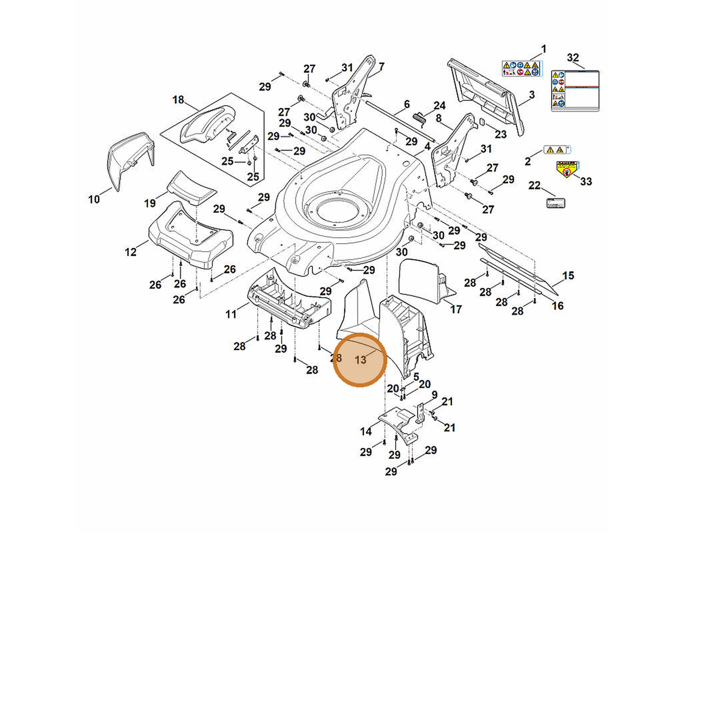 STIHL part 6368-706-0735 — IPL diagram snippet (6x zoom, amber highlight)