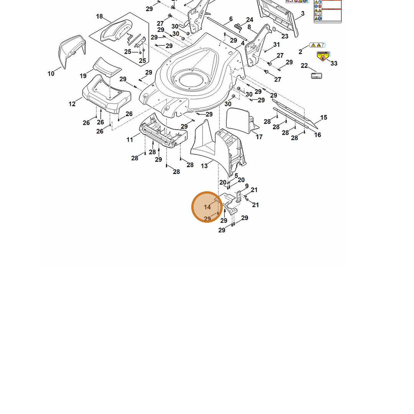 STIHL part 6368-706-0740 — IPL diagram snippet (6x zoom, amber highlight)