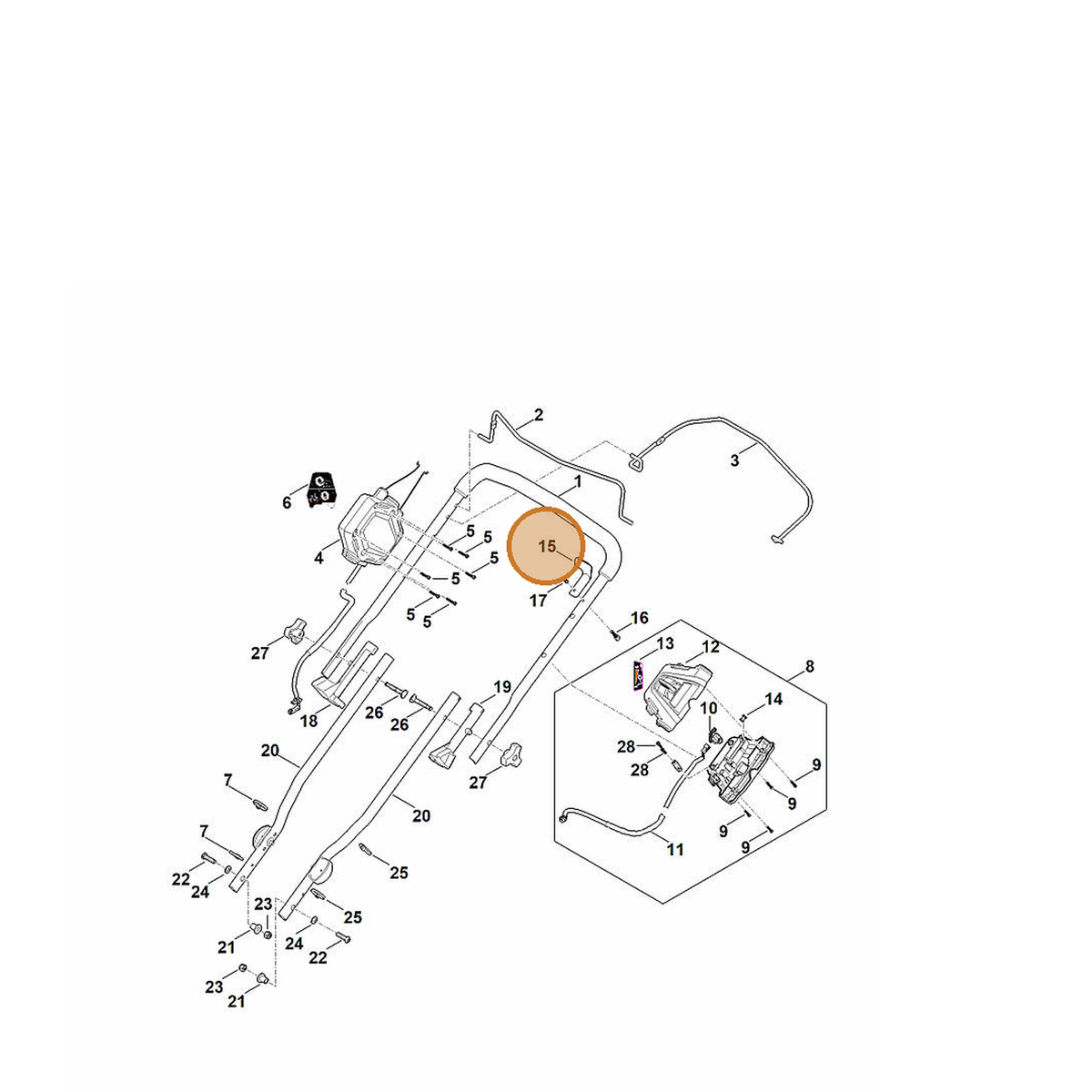 STIHL part 6368-760-0410 — IPL diagram snippet (6x zoom, amber highlight)