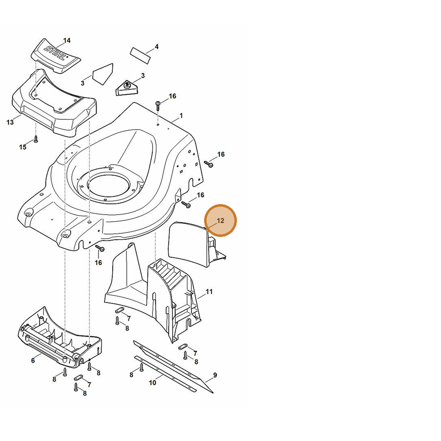 STIHL part 6368-766-8300 — IPL diagram snippet (6x zoom, amber highlight)