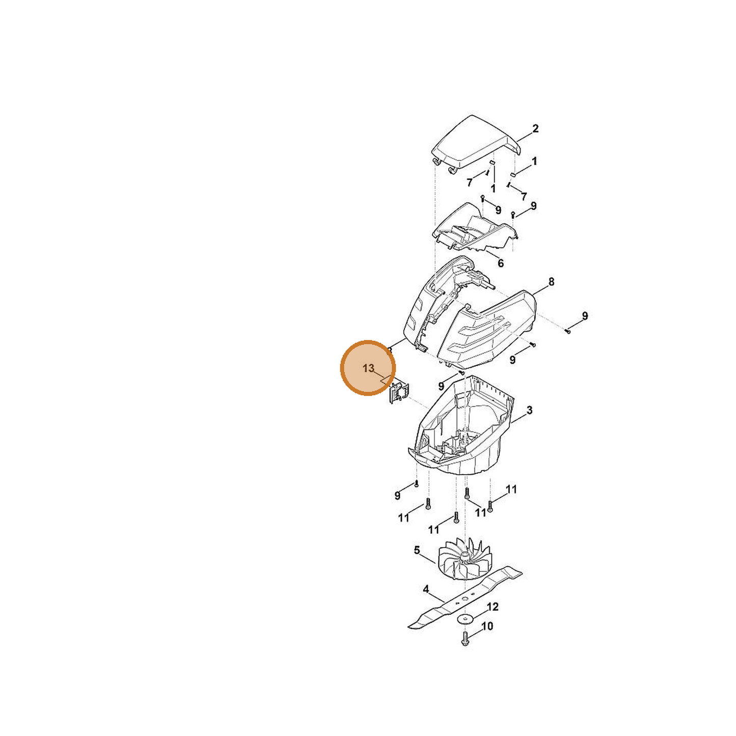 STIHL part 6368-780-2015 — IPL diagram snippet (6x zoom, amber highlight)
