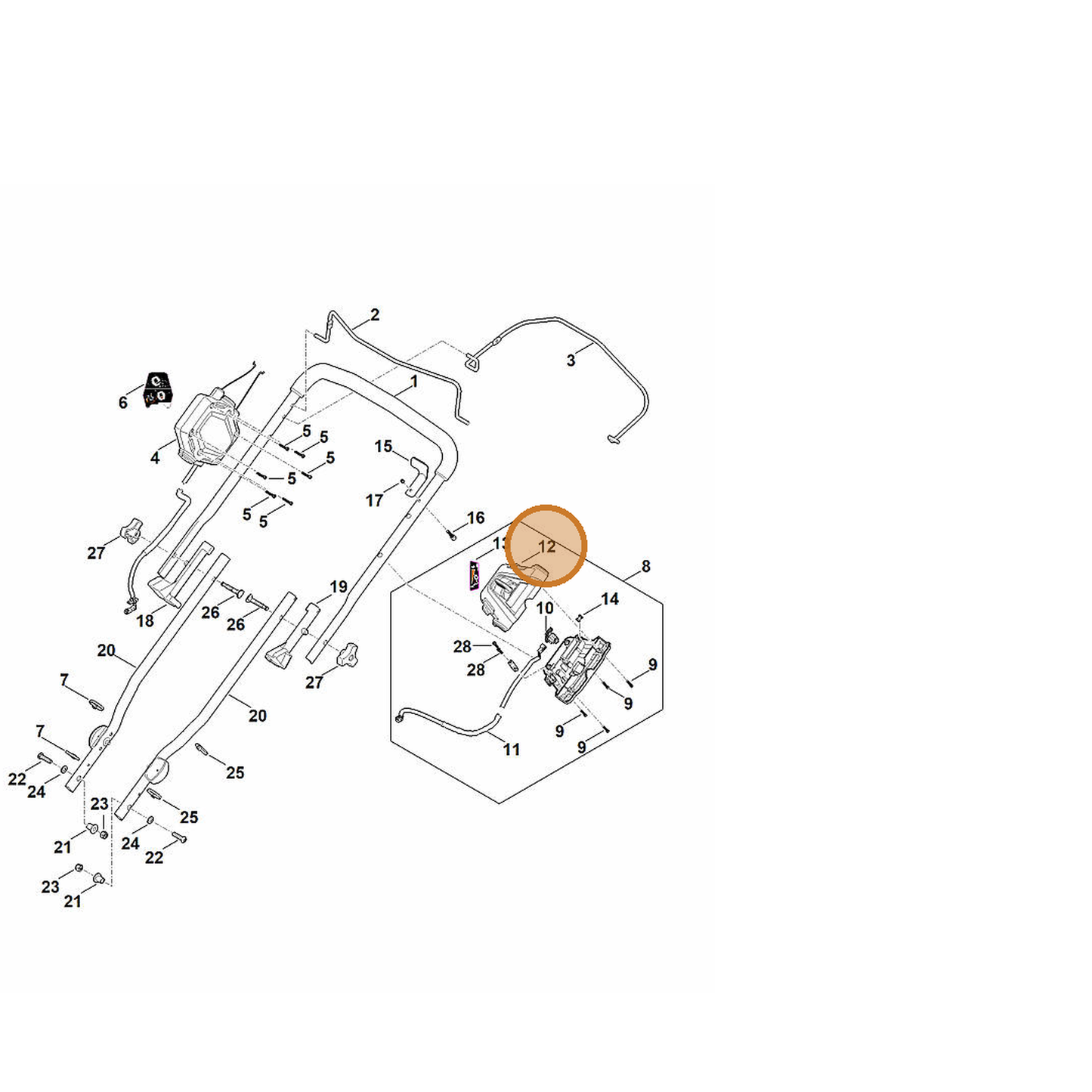STIHL part 6368-820-4000 — IPL diagram snippet (6x zoom, amber highlight)