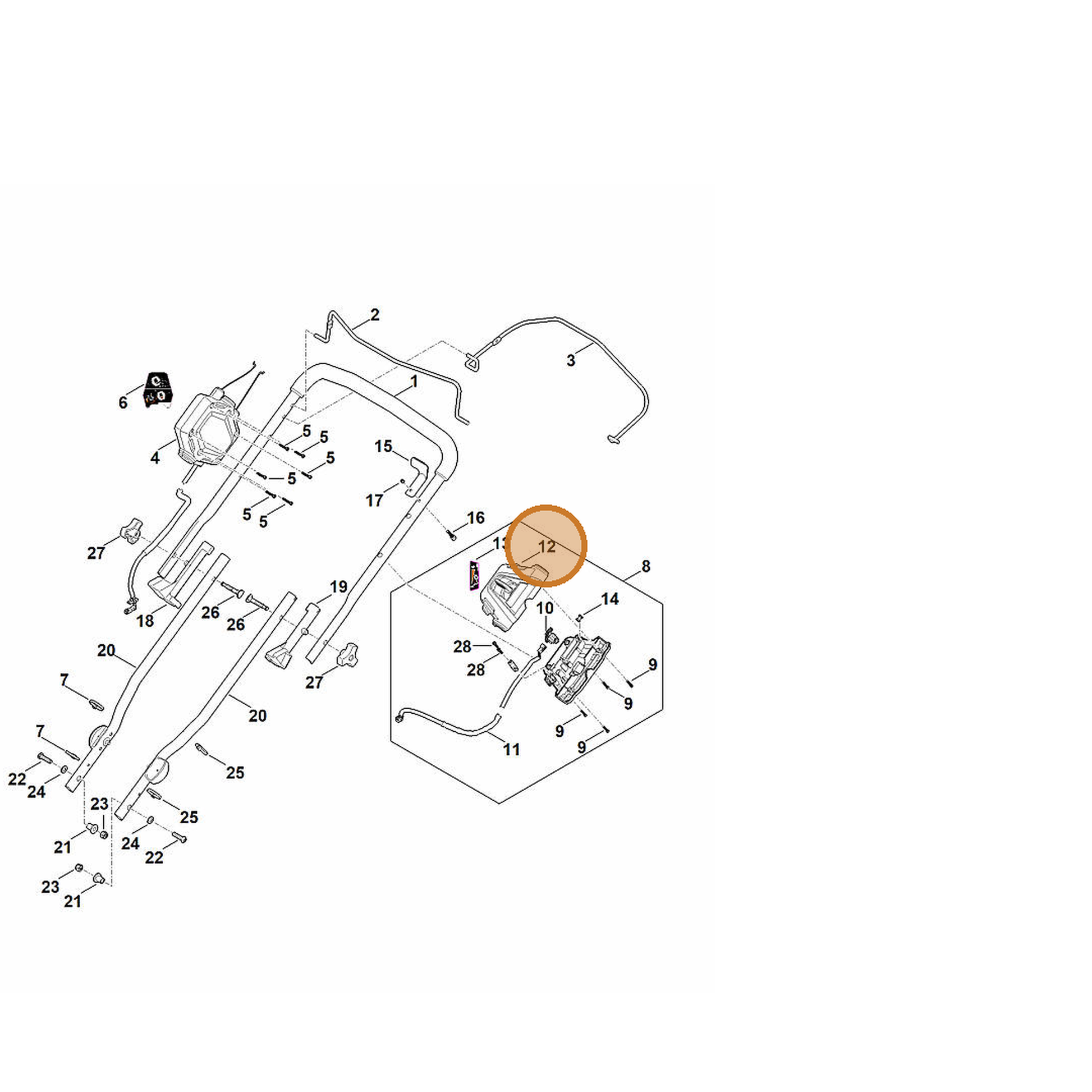 STIHL part 6368-820-4000 — IPL diagram snippet (6x zoom, amber highlight)