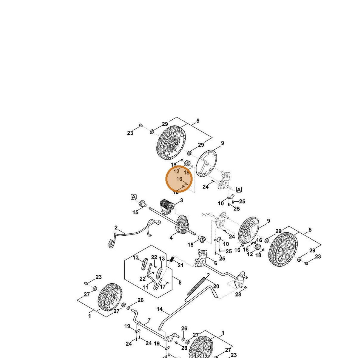 STIHL part 6368-951-3505 — IPL diagram snippet (6x zoom, amber highlight)
