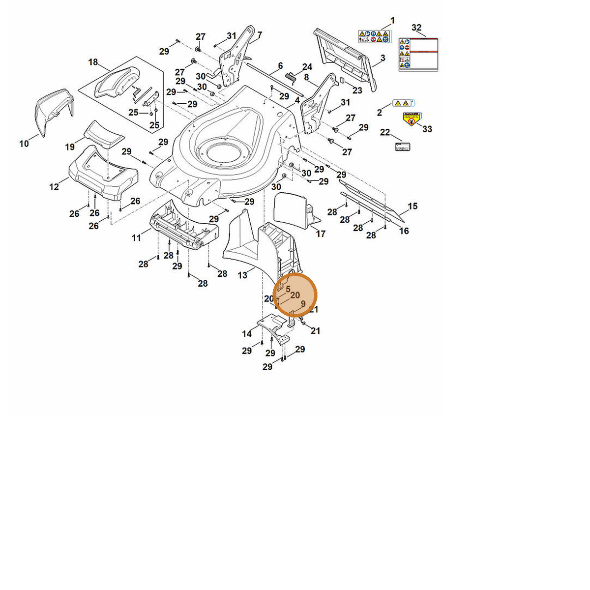 STIHL part 6368-951-3510 — IPL diagram snippet (6x zoom, amber highlight)