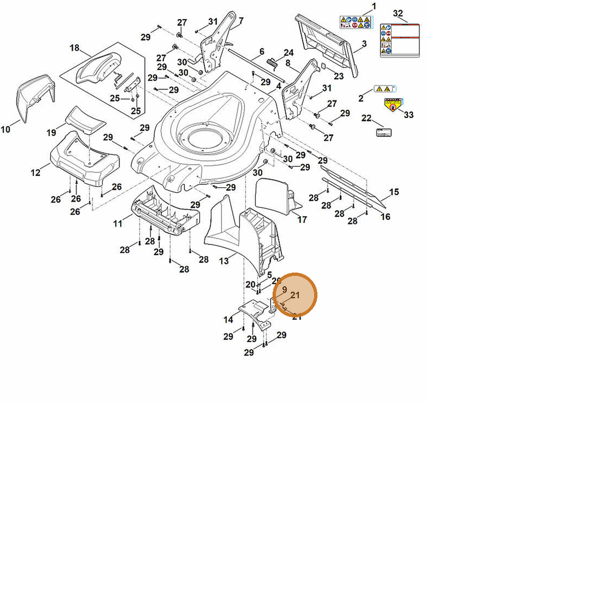 STIHL part 6368-951-3515 — IPL diagram snippet (6x zoom, amber highlight)