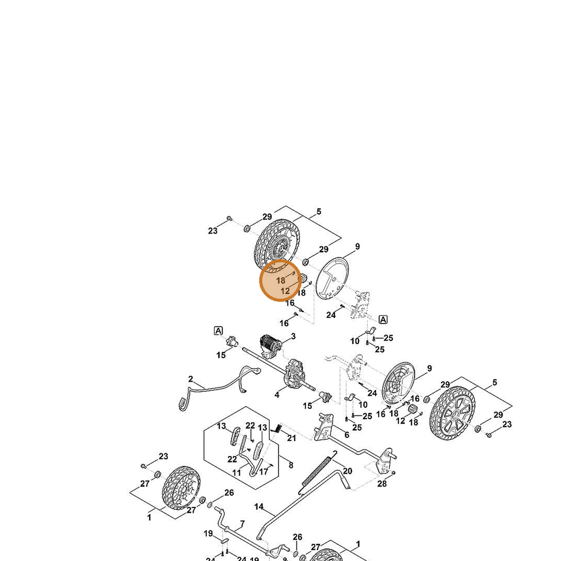 STIHL part 6368-985-1600 — IPL diagram snippet (6x zoom, amber highlight)