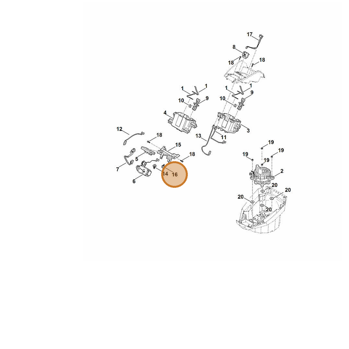 STIHL part 6368-988-9200 — IPL diagram snippet (6x zoom, amber highlight)