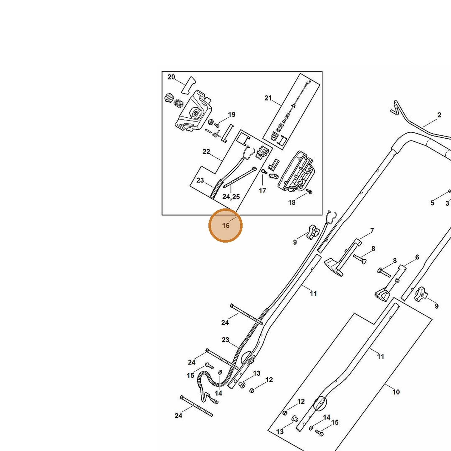 STIHL part 6372-430-0590 — IPL diagram snippet (6x zoom, amber highlight)