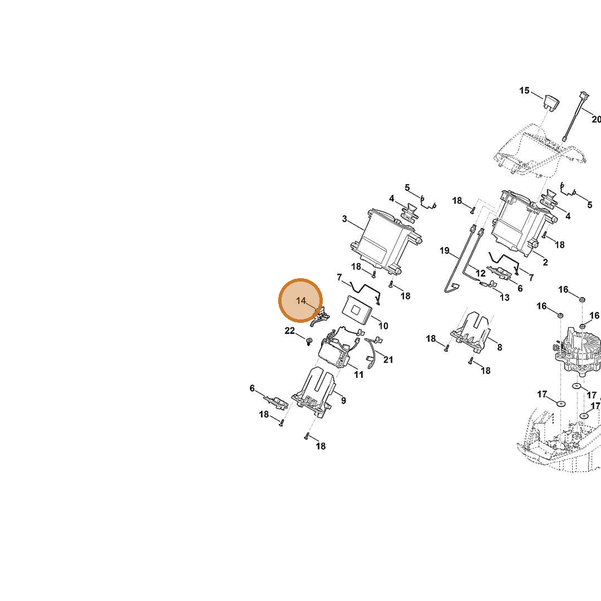 STIHL part 6372-430-2205 — IPL diagram snippet (6x zoom, amber highlight)