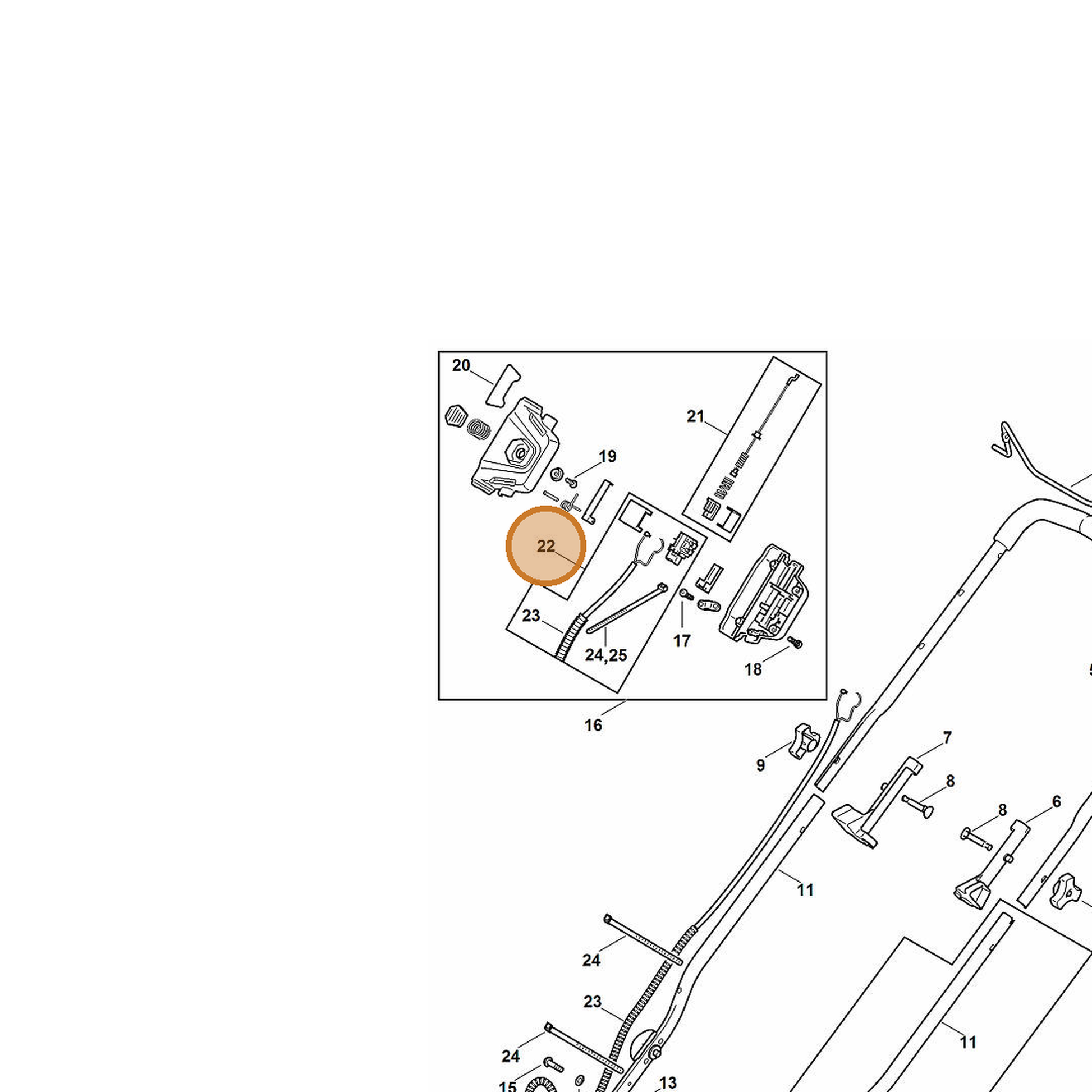 STIHL part 6372-430-2290 — IPL diagram snippet (6x zoom, amber highlight)