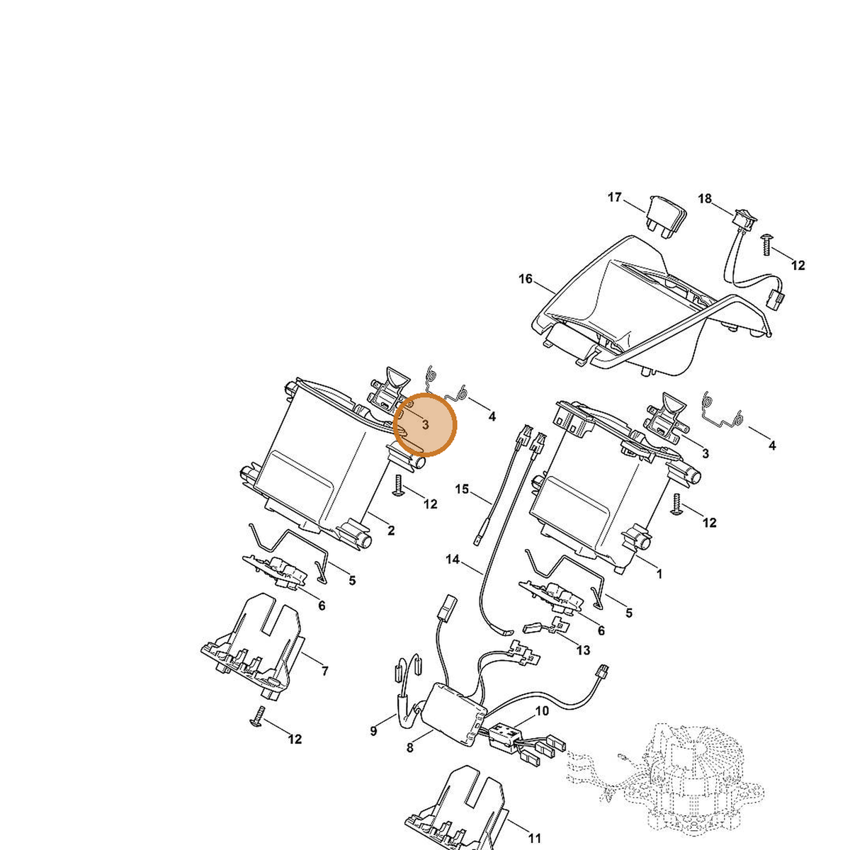 STIHL part 6372-435-7300 — IPL diagram snippet (6x zoom, amber highlight)