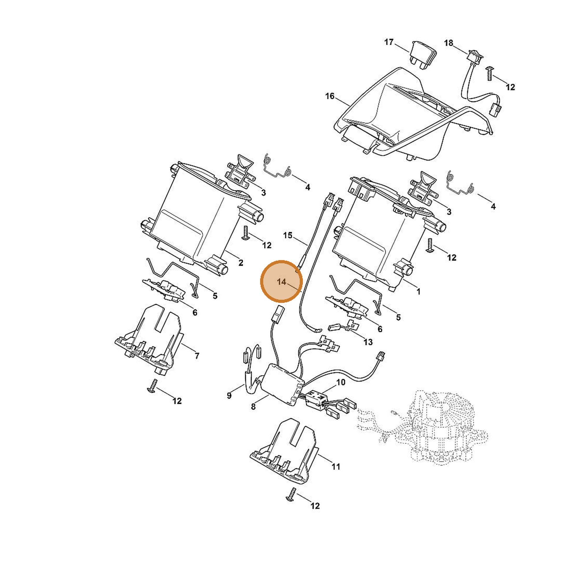 STIHL part 6372-440-1910 — IPL diagram snippet (6x zoom, amber highlight)