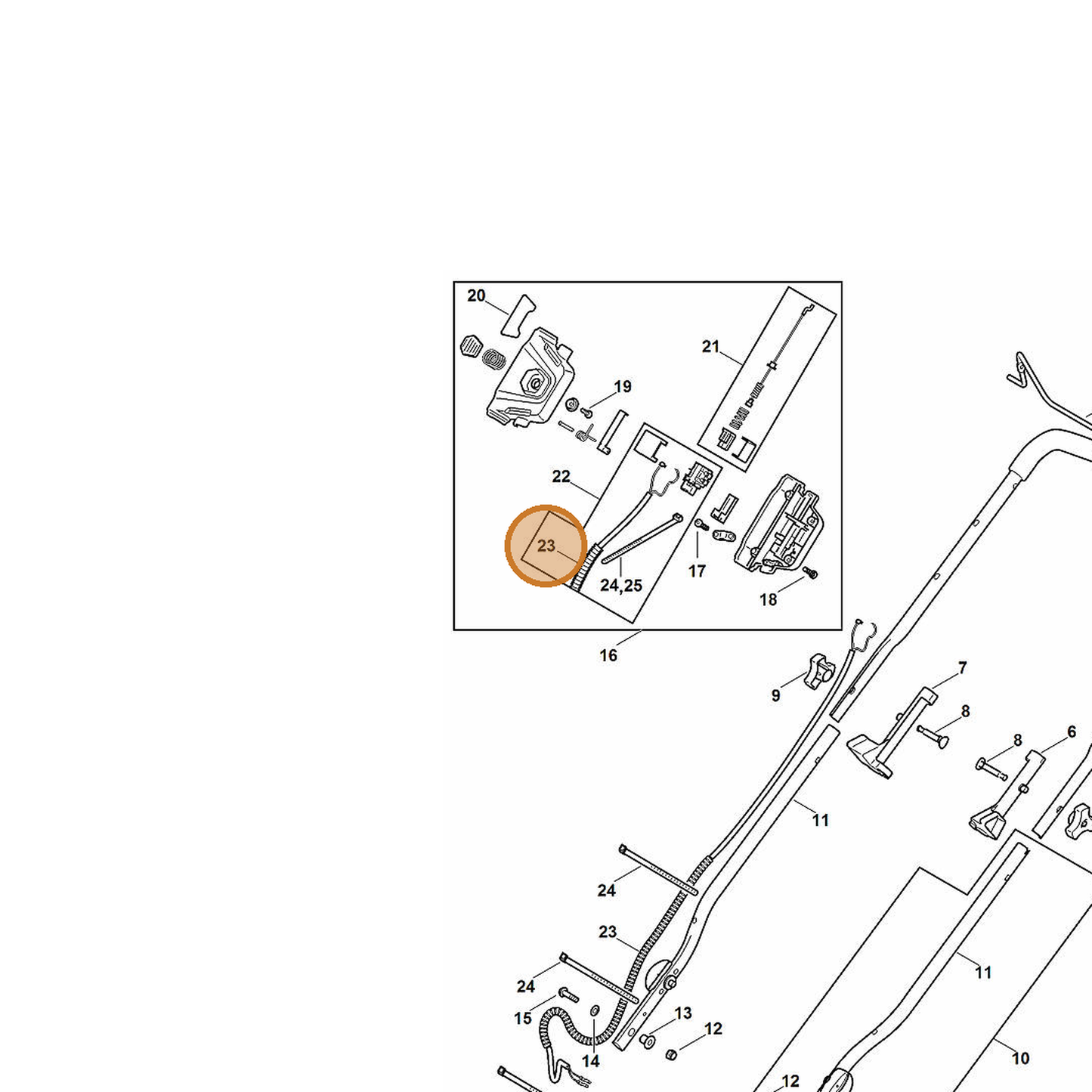 STIHL part 6372-442-2800 — IPL diagram snippet (6x zoom, amber highlight)