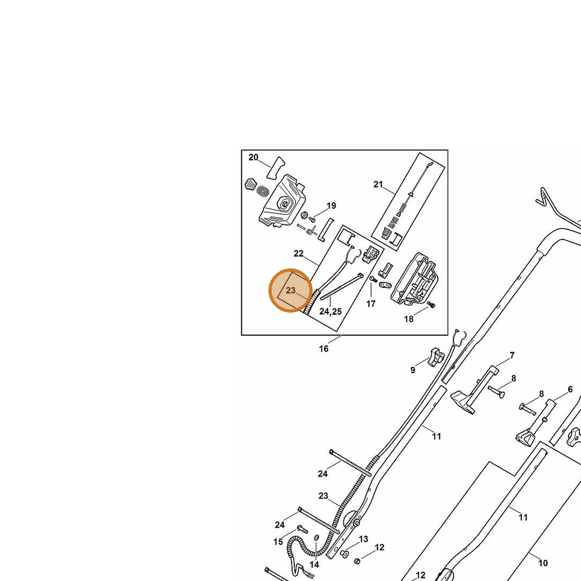 STIHL part 6372-442-2800 — IPL diagram snippet (6x zoom, amber highlight)