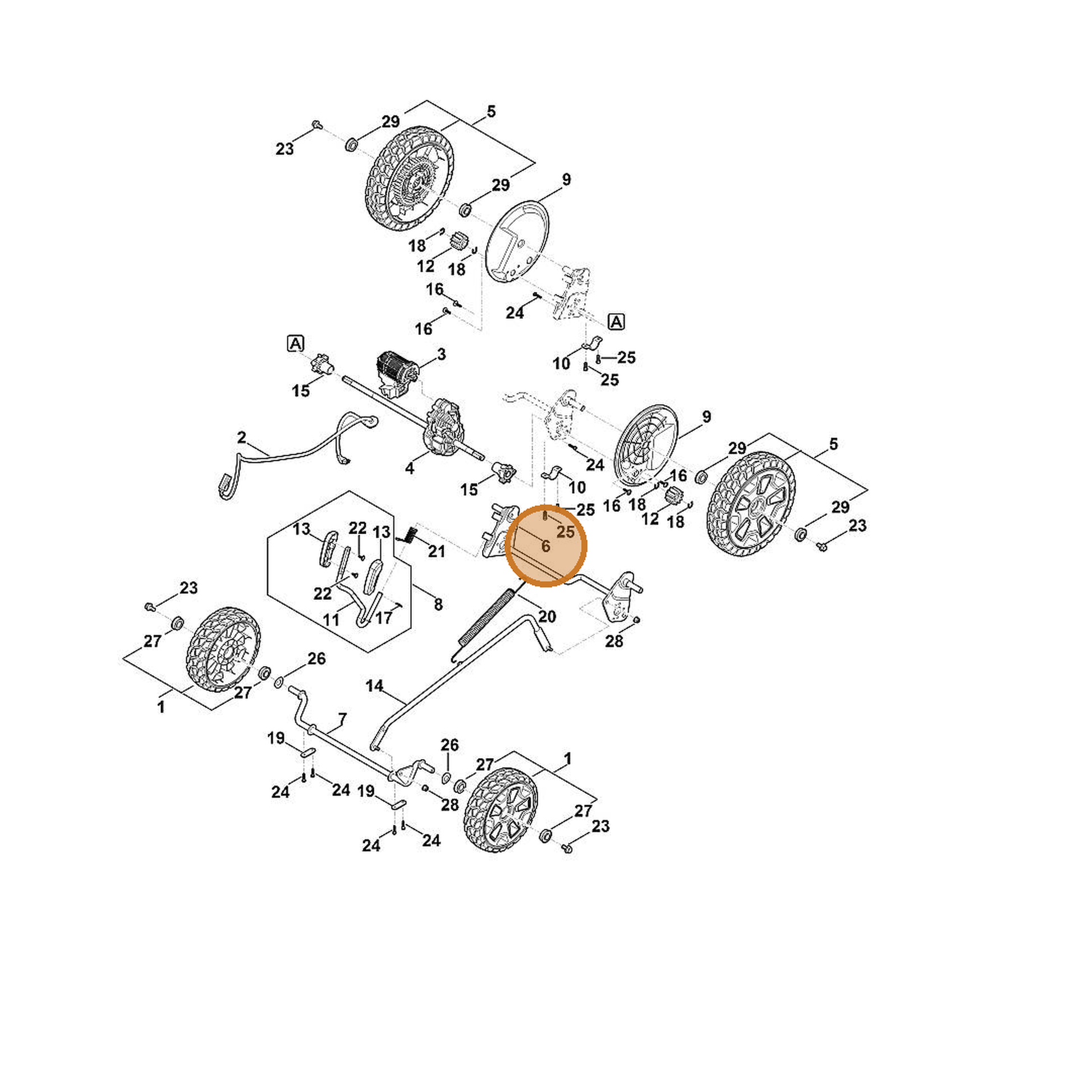 STIHL part 6372-700-2410 — IPL diagram snippet (6x zoom, amber highlight)