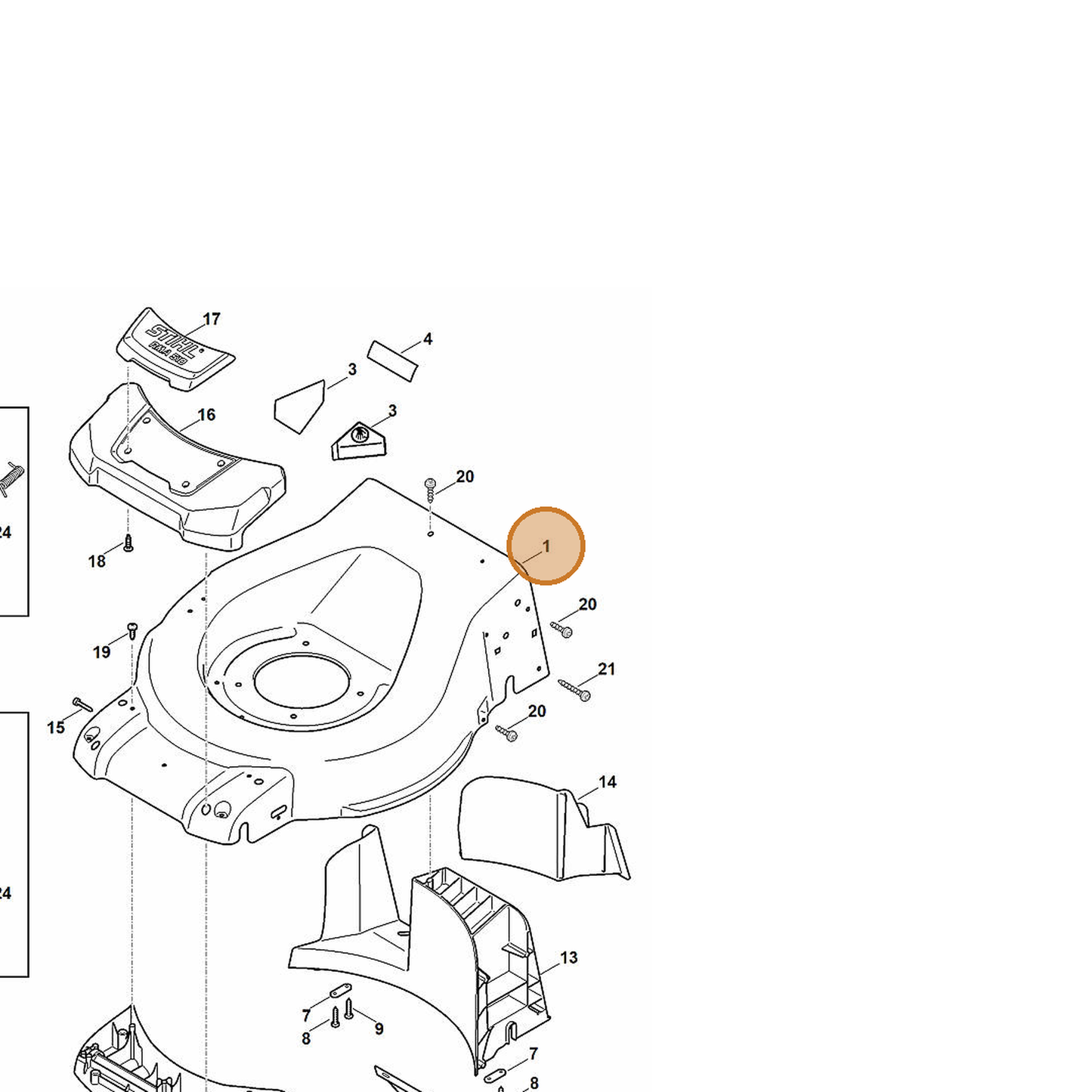 STIHL part 6372-700-8590 — IPL diagram snippet (6x zoom, amber highlight)