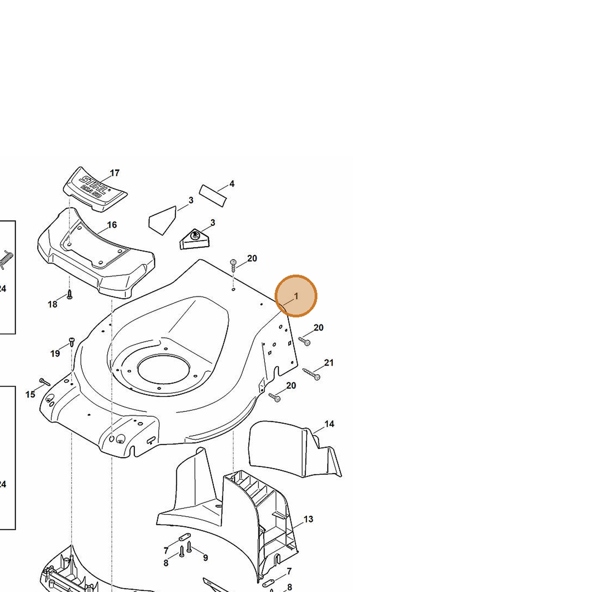 STIHL part 6372-700-8590 — IPL diagram snippet (6x zoom, amber highlight)