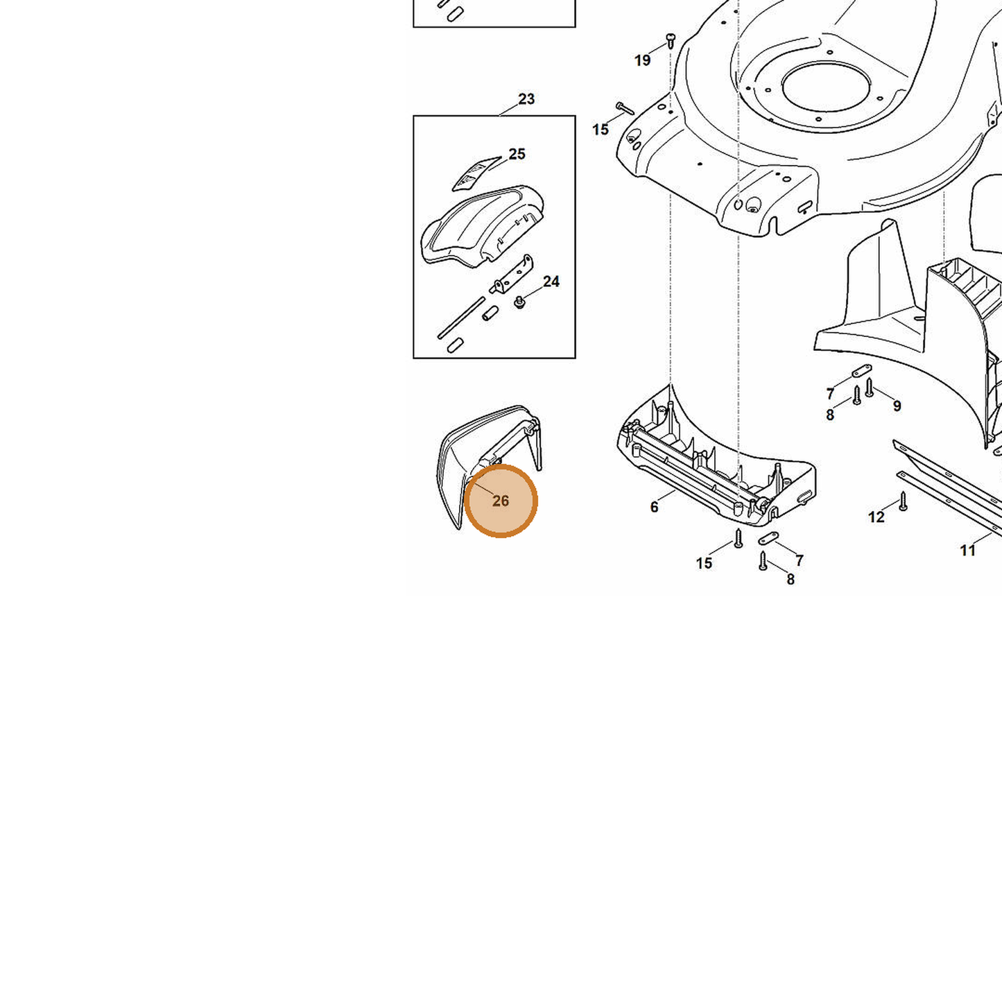 STIHL part 6372-706-0300 — IPL diagram snippet (6x zoom, amber highlight)