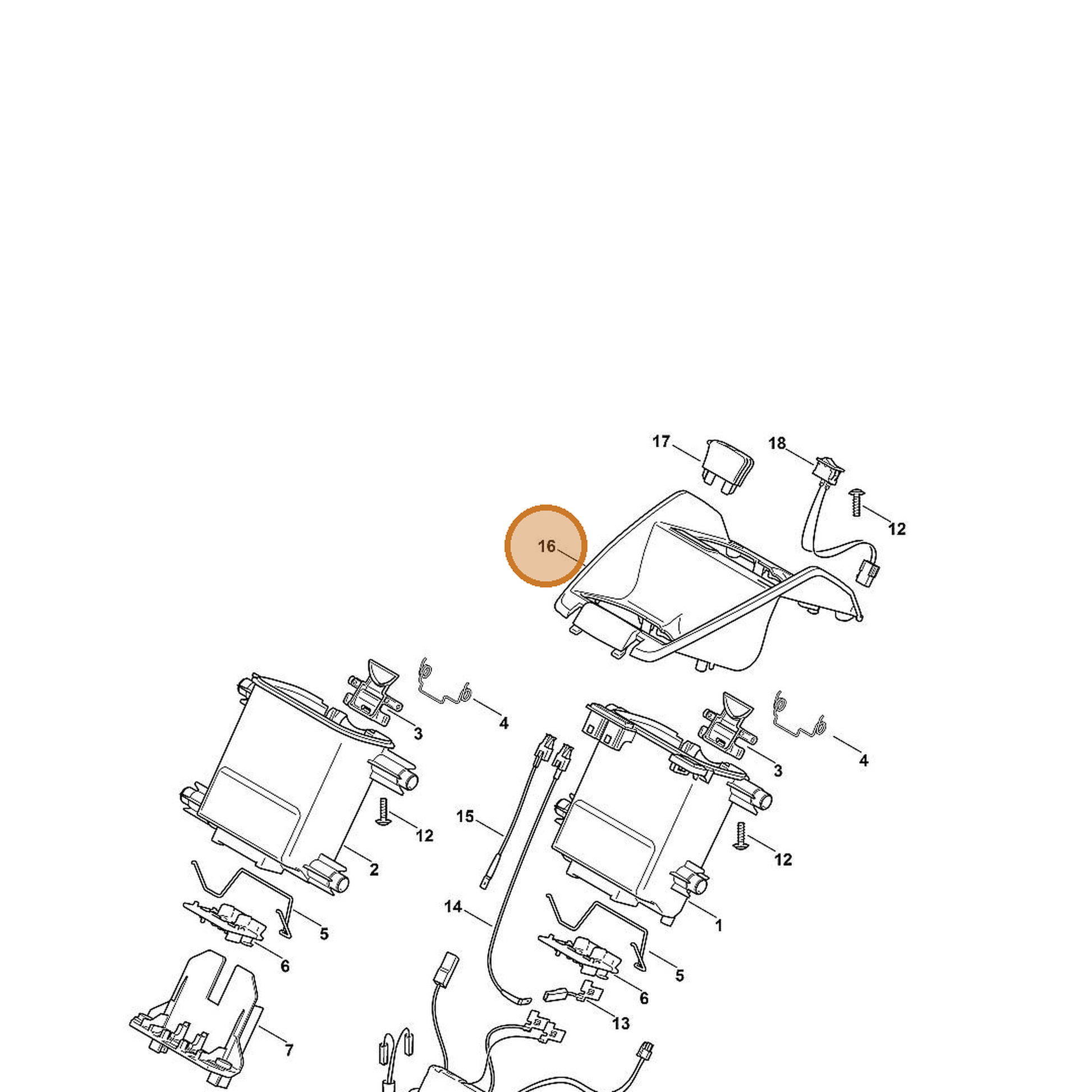 STIHL part 6372-706-0701 — IPL diagram snippet (6x zoom, amber highlight)