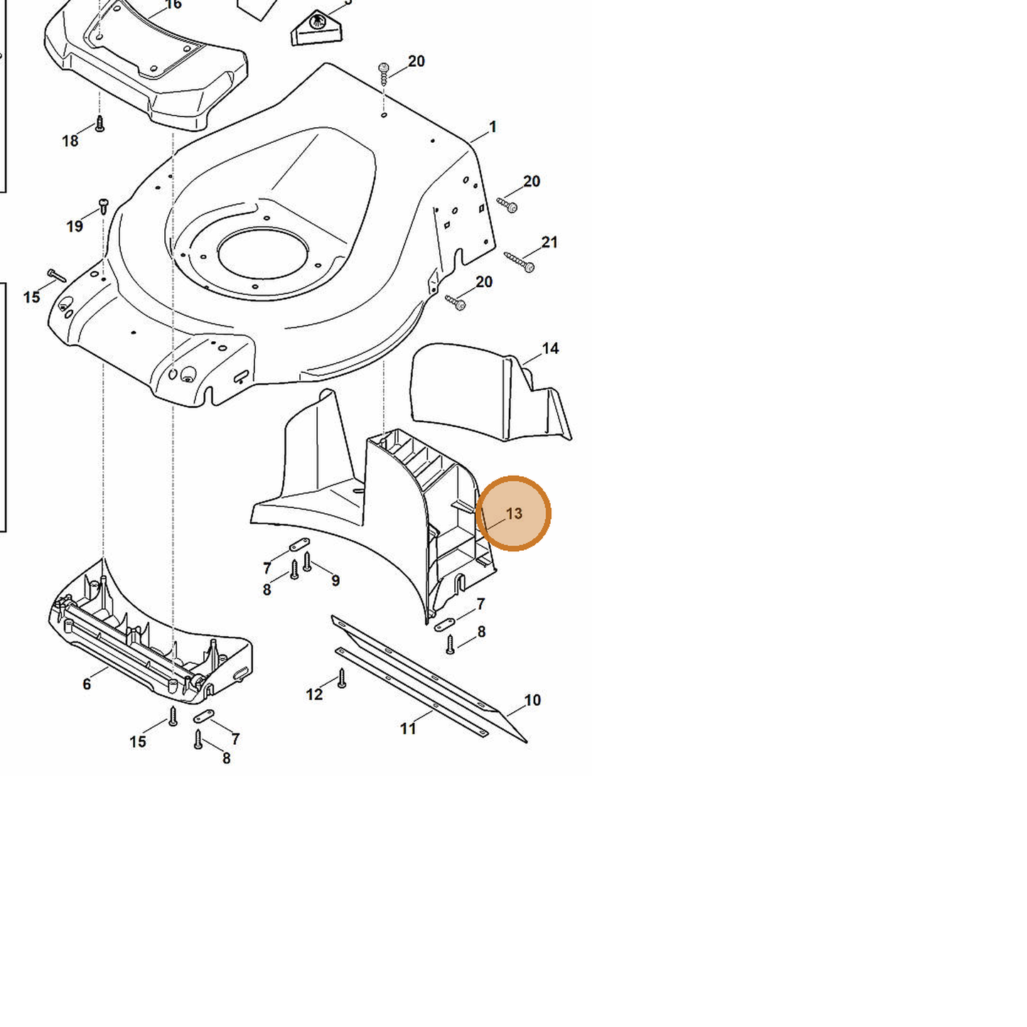 STIHL part 6372-706-0725 — IPL diagram snippet (6x zoom, amber highlight)
