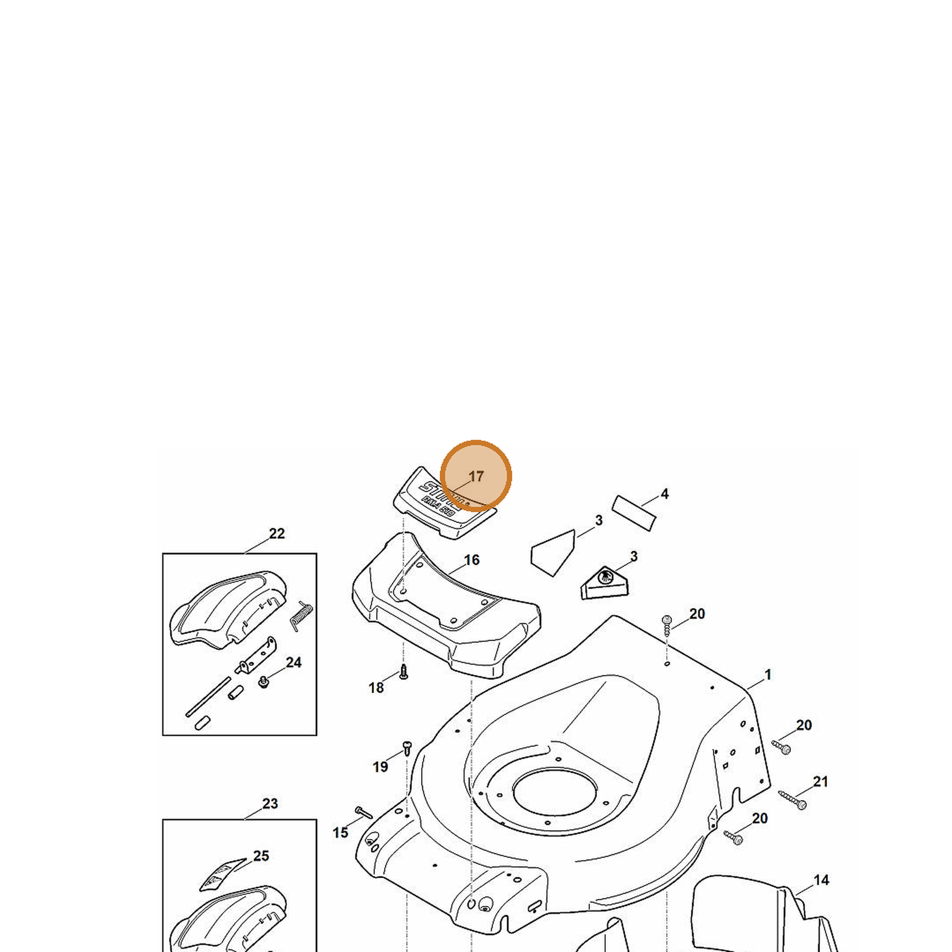 STIHL part 6372-706-0730 — IPL diagram snippet (6x zoom, amber highlight)